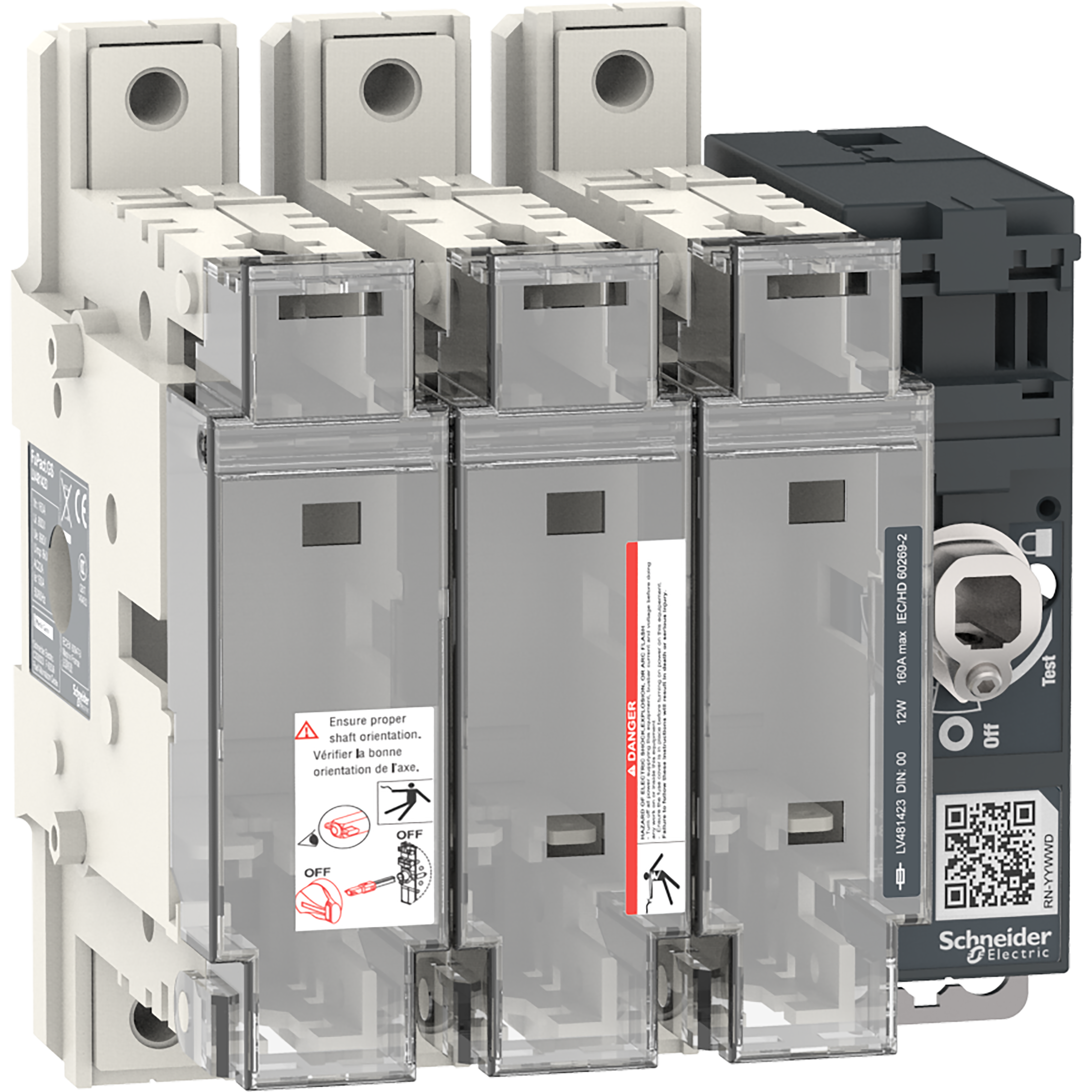 SCHNEIDER ELECTRIC - Interruttore-sezionatore con fusibili, FuPact, FuPactGS DIN160/00, 3 poli LV481423