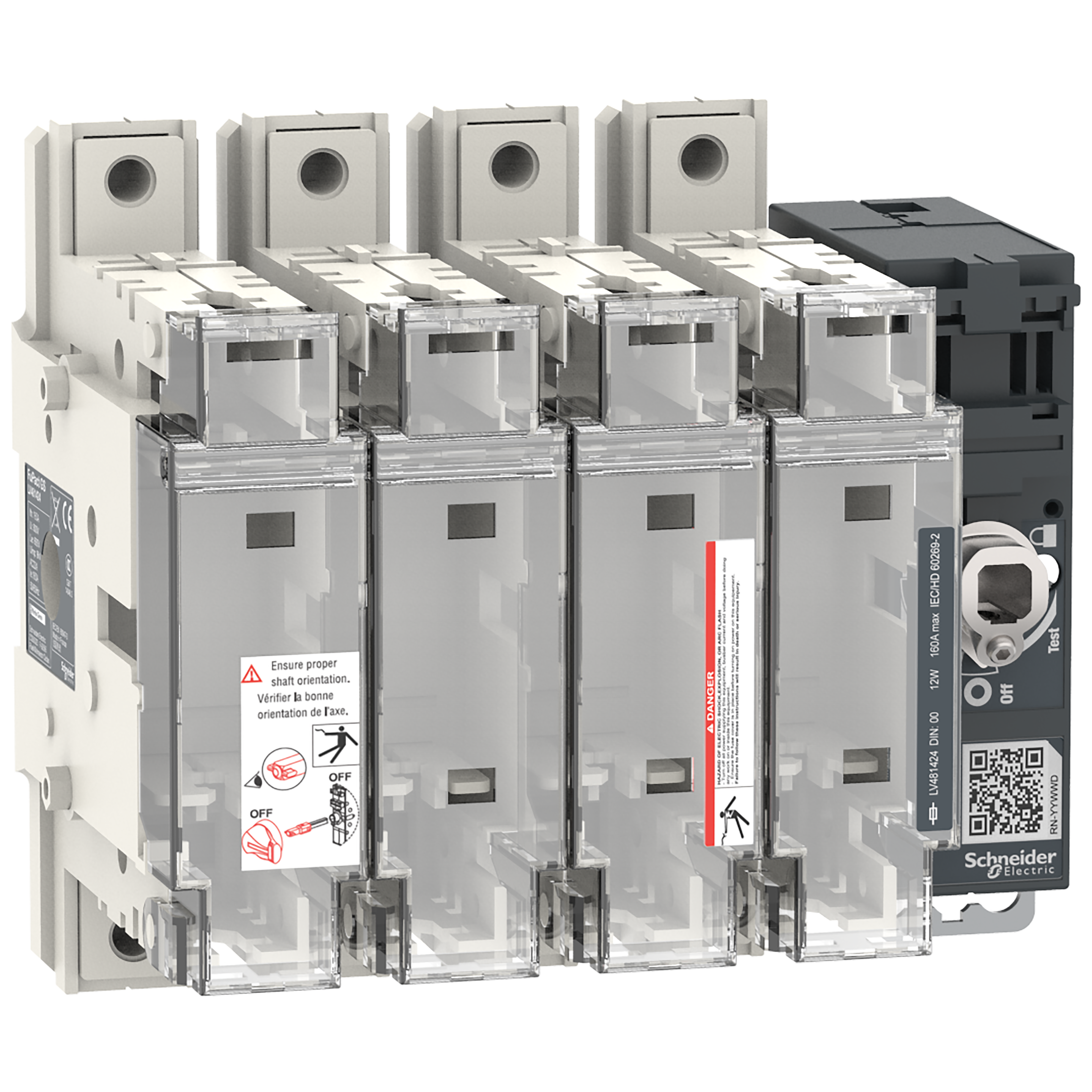 SCHNEIDER ELECTRIC - Interruttore-sezionatore con fusibili, FuPact, FuPactGS DIN160/00, 4 poli LV481424