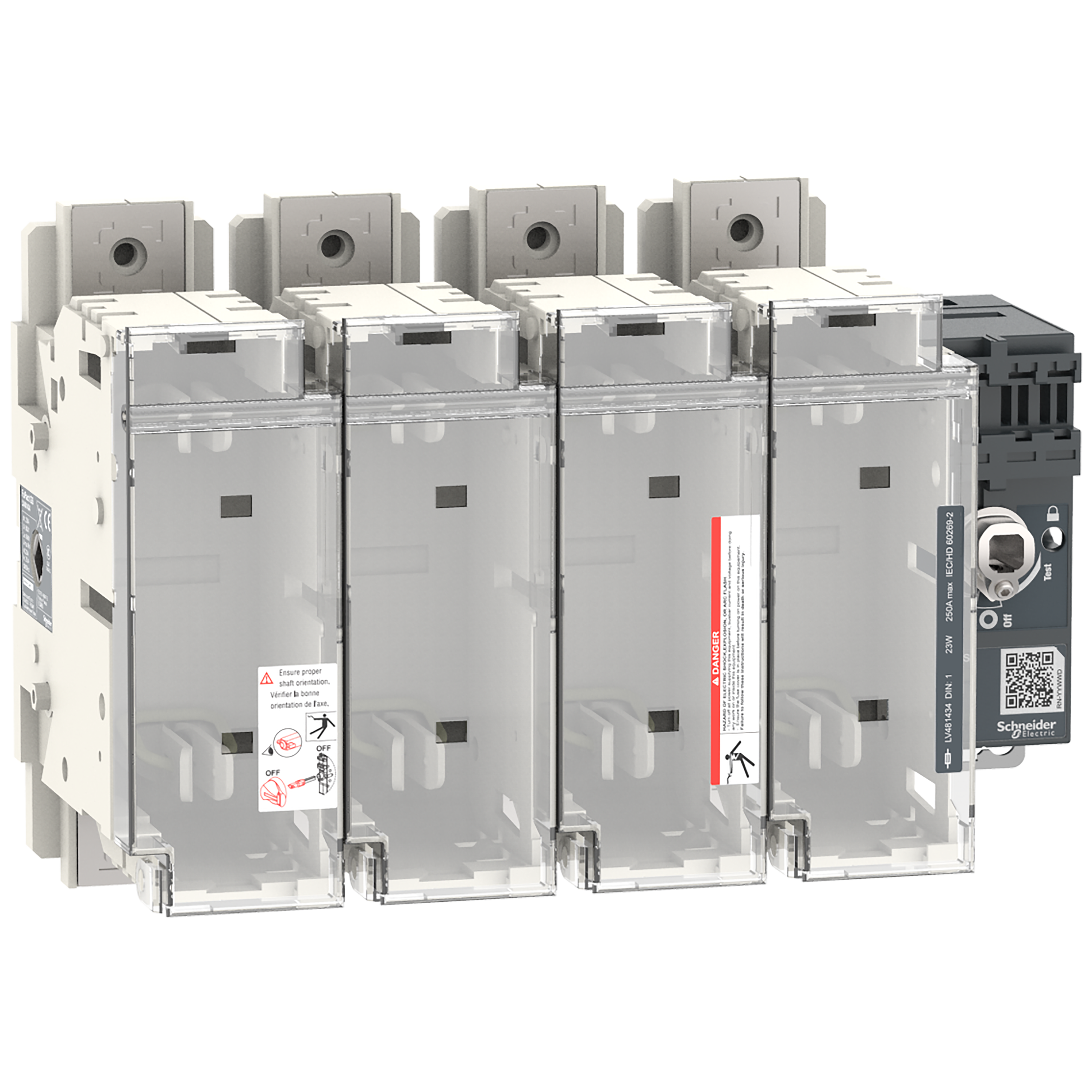 SCHNEIDER ELECTRIC - Interruttore-sezionatore con fusibili, FuPact, FuPactGS DIN250/1, 4 poli LV481434