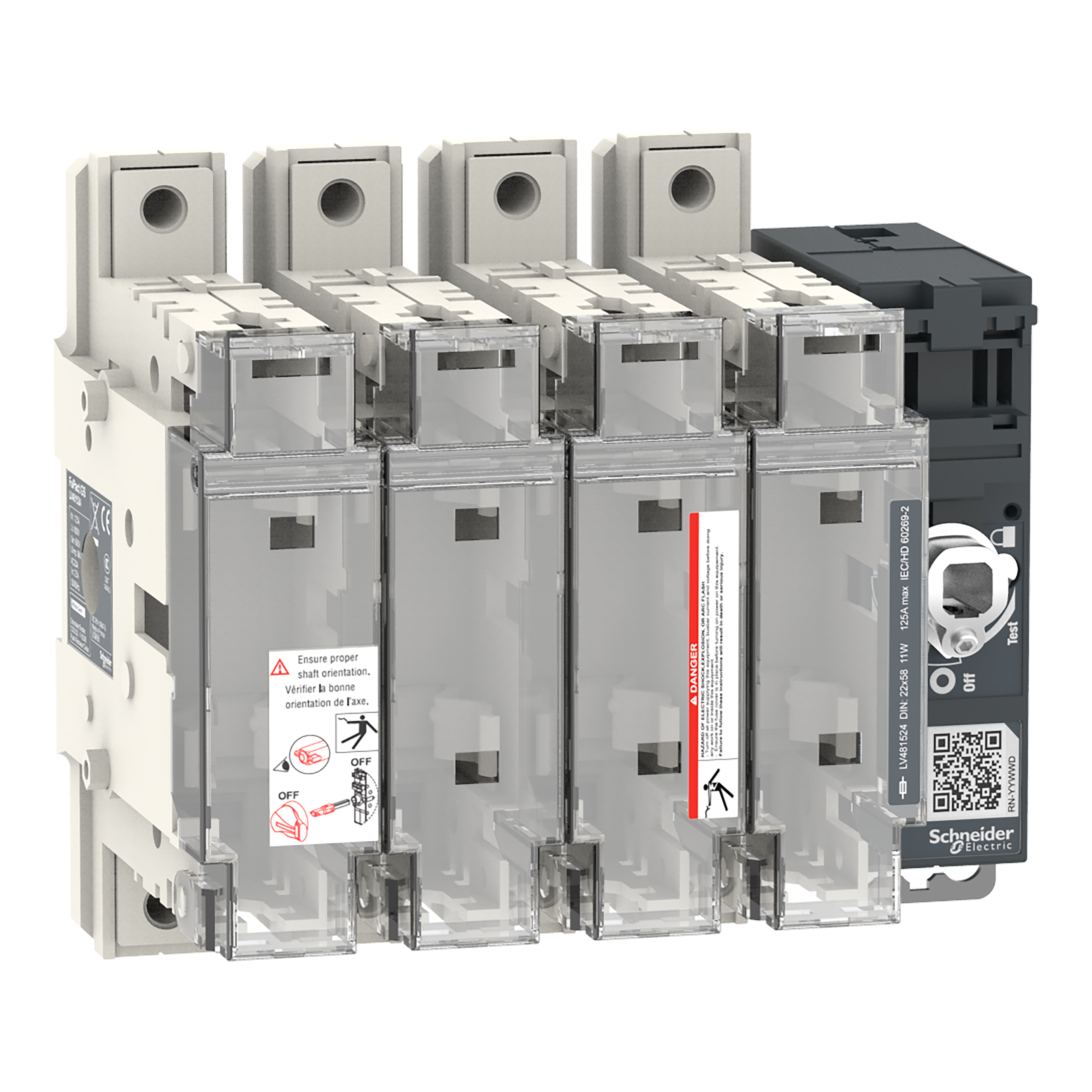 SCHNEIDER ELECTRIC - Interruttore-sezionatore con fusibili, FuPact, FuPactGS NFC125, 4 poli LV481524