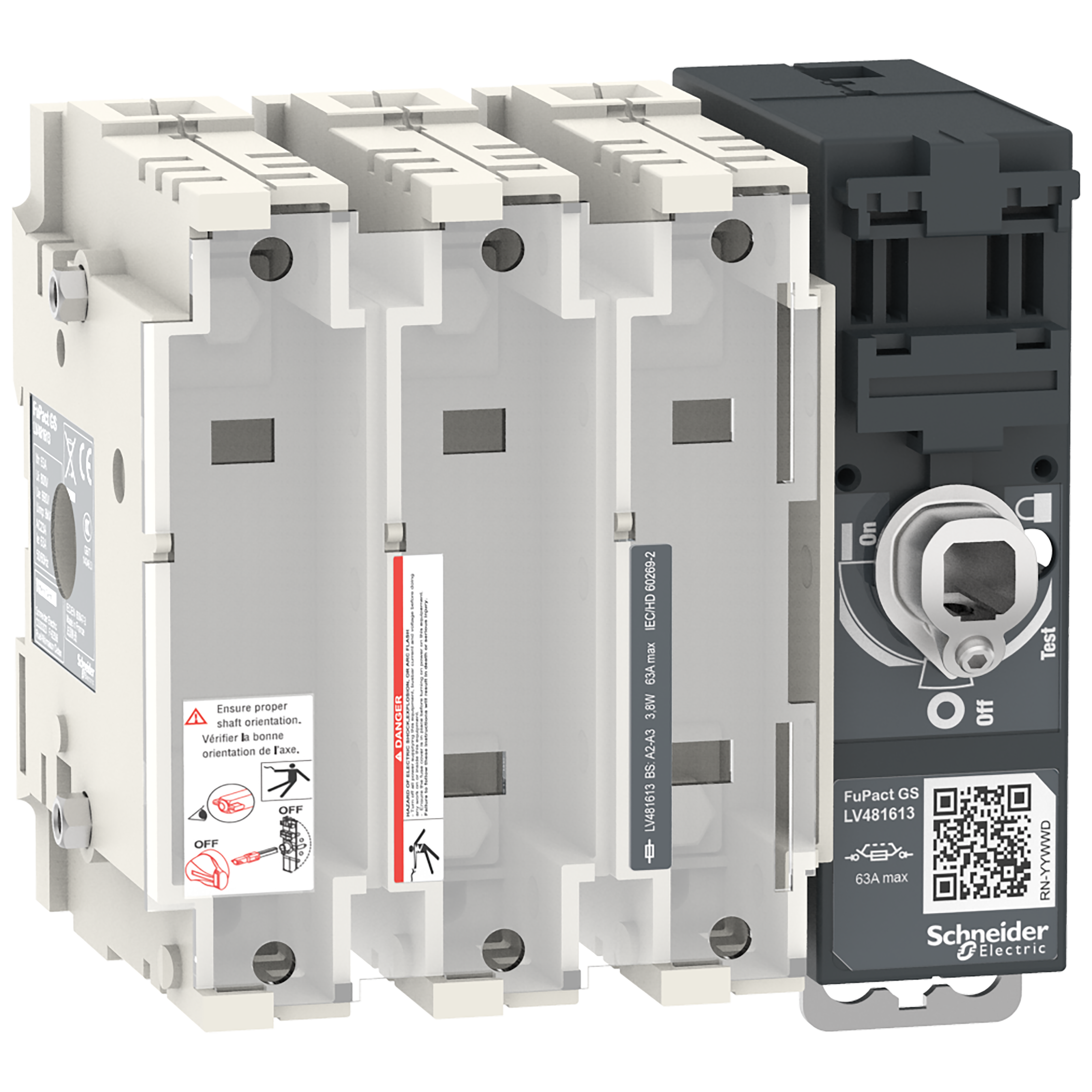 SCHNEIDER ELECTRIC - Interruttore-sezionatore con fusibili, FuPact, FuPactGS BS63, 3 poli