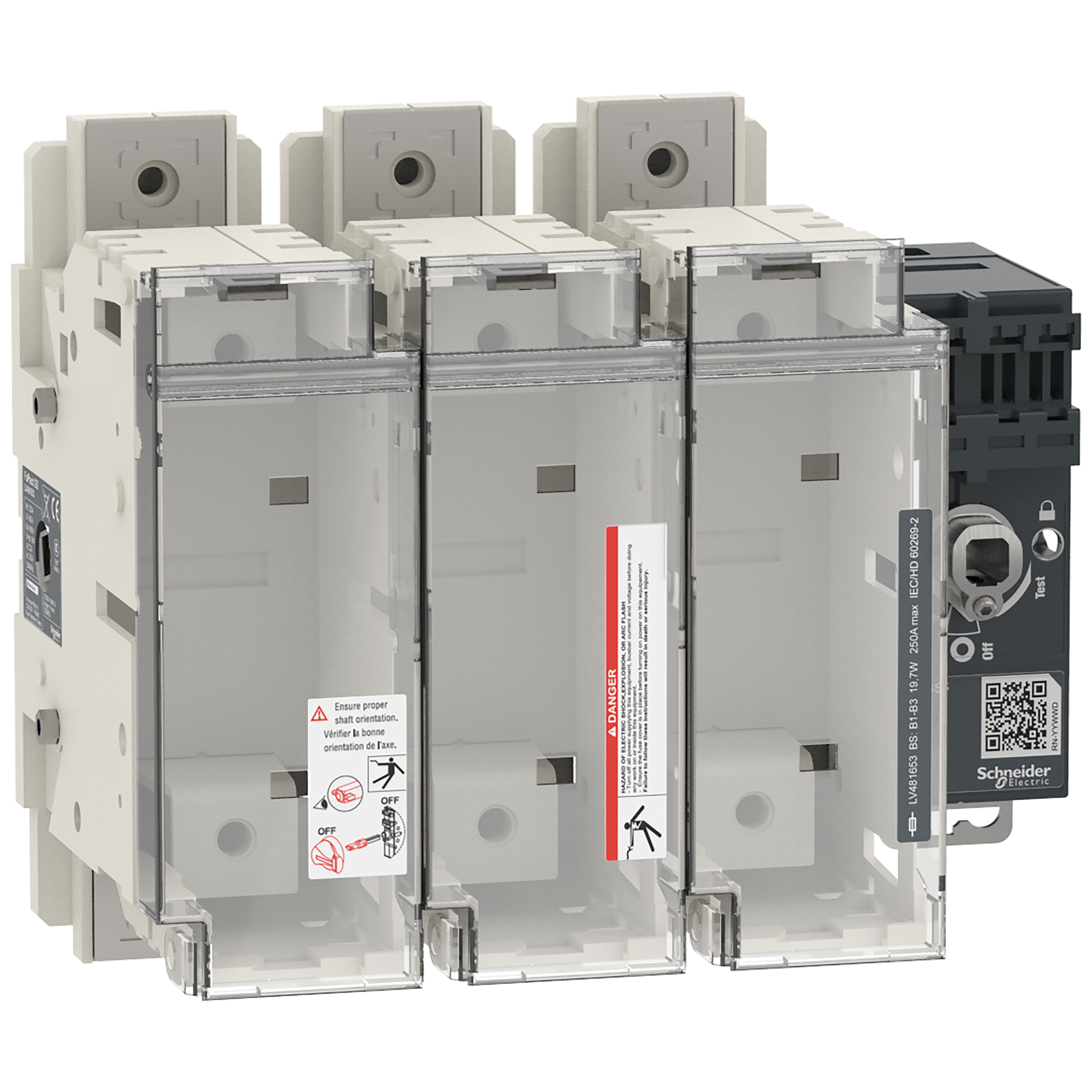 SCHNEIDER ELECTRIC - Interruttore-sezionatore con fusibili, FuPact, FuPactGS BS250, 3 poli LV481653