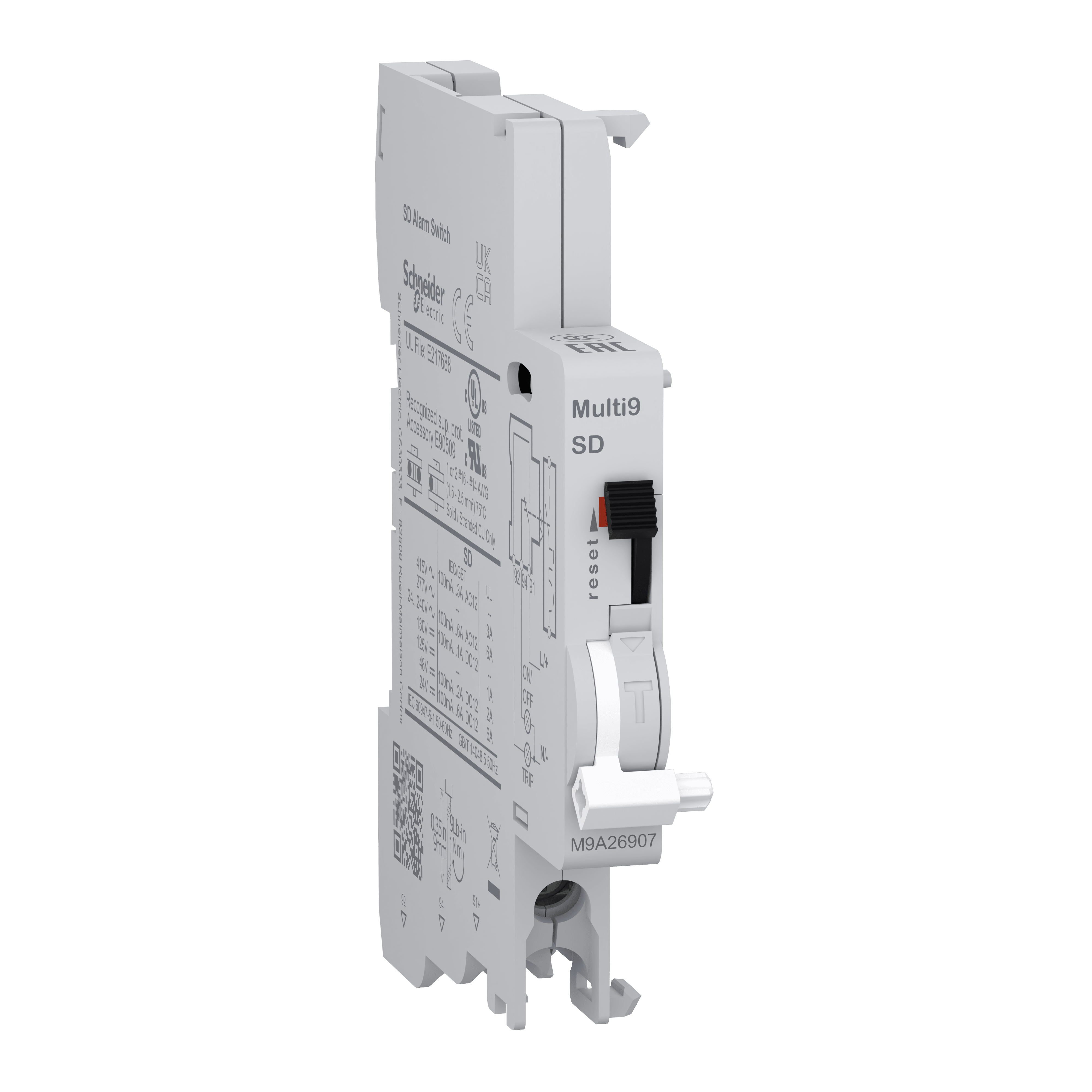 SCHNEIDER ELECTRIC - Contatto ausiliario Multi9 SD 240-415VAC 24-130VDC, 100mA to 6A, connessione dal basso
