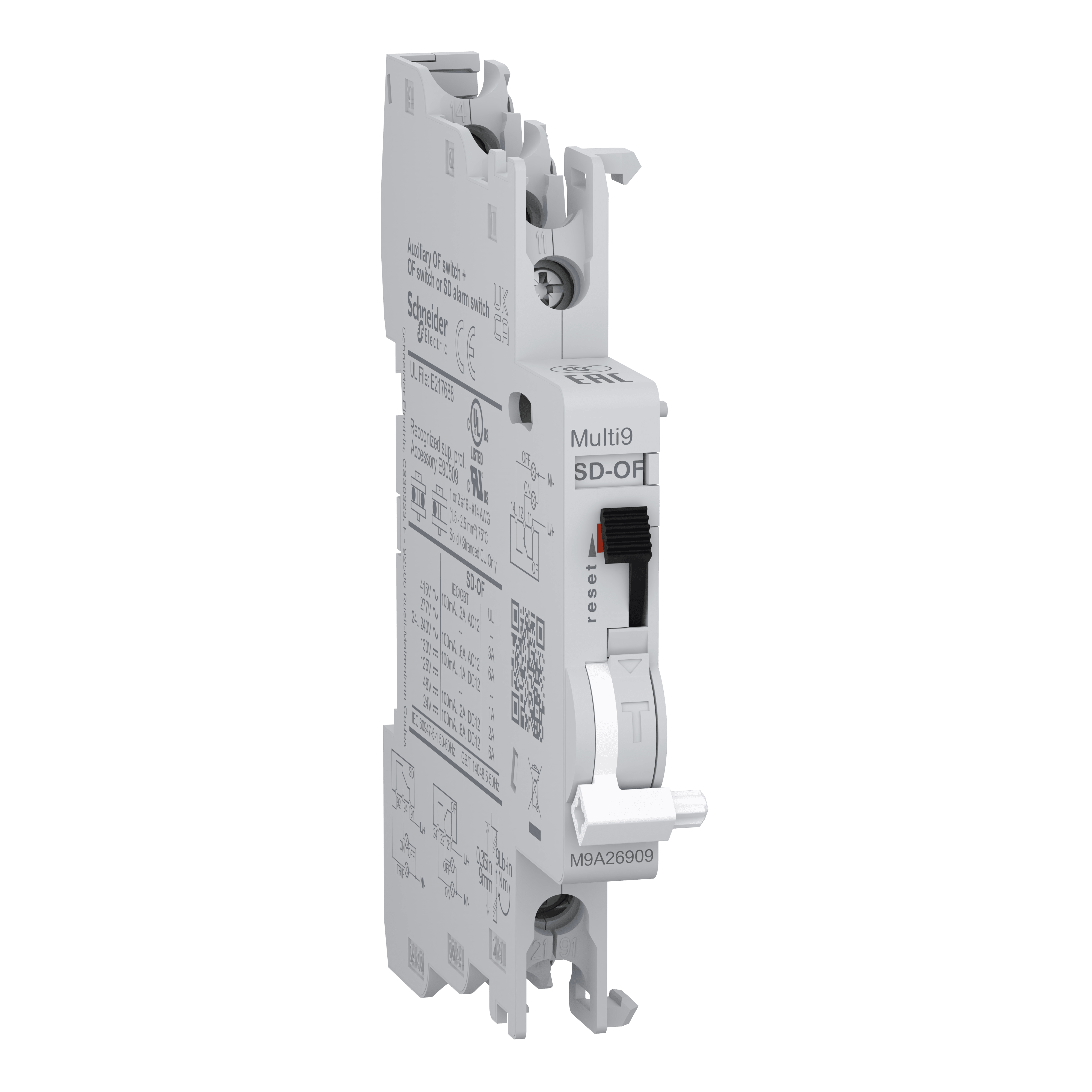 SCHNEIDER ELECTRIC - Contatto ausiliario Multi9 SD+OF 24-415VAC 24-130VDC, 100mA to 6A, connessione dall'alto e dal basso M9A26909