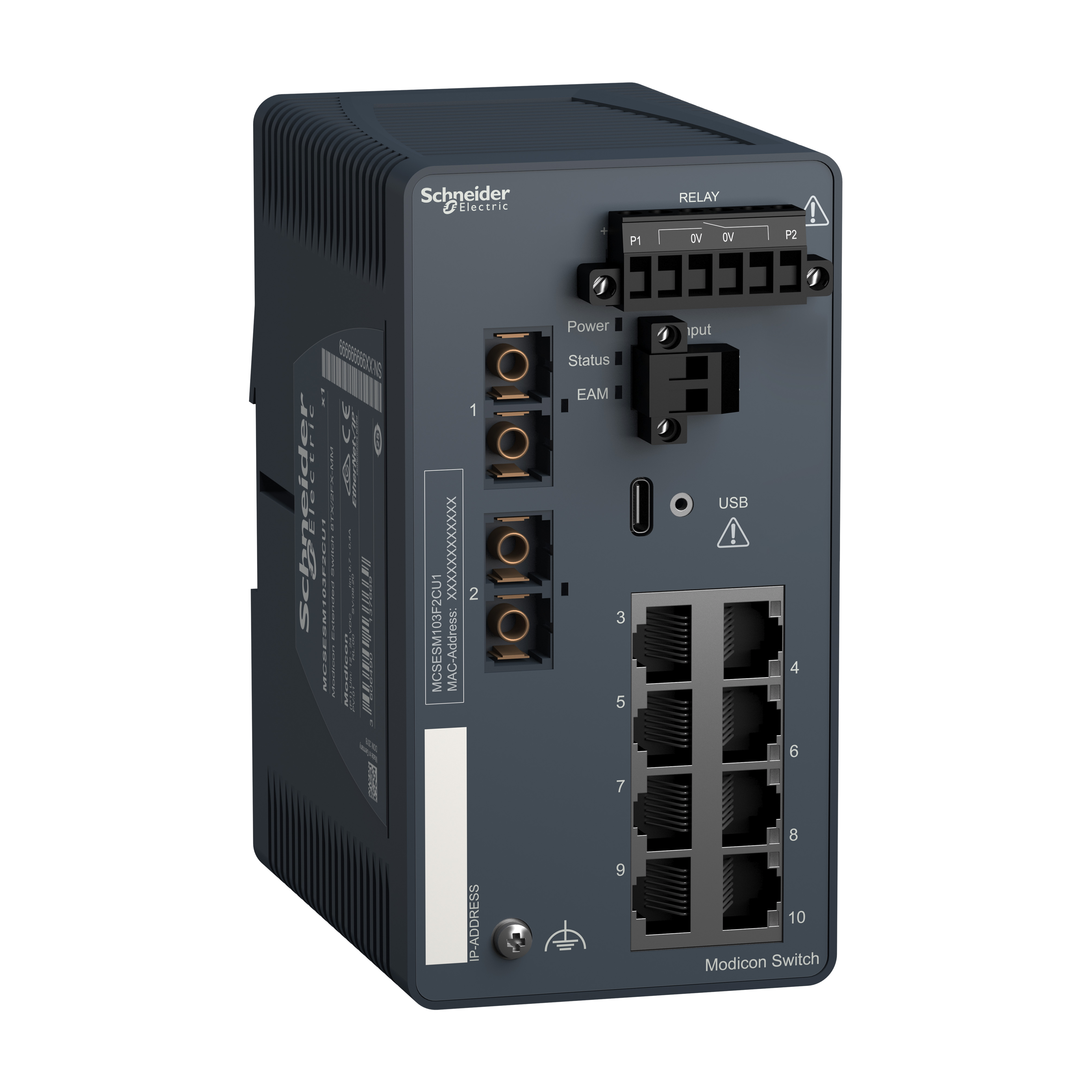SCHNEIDER ELECTRIC - Switch gestito esteso Modicon - 8 porte in rame + 2 porte in fibra ottica multimodale