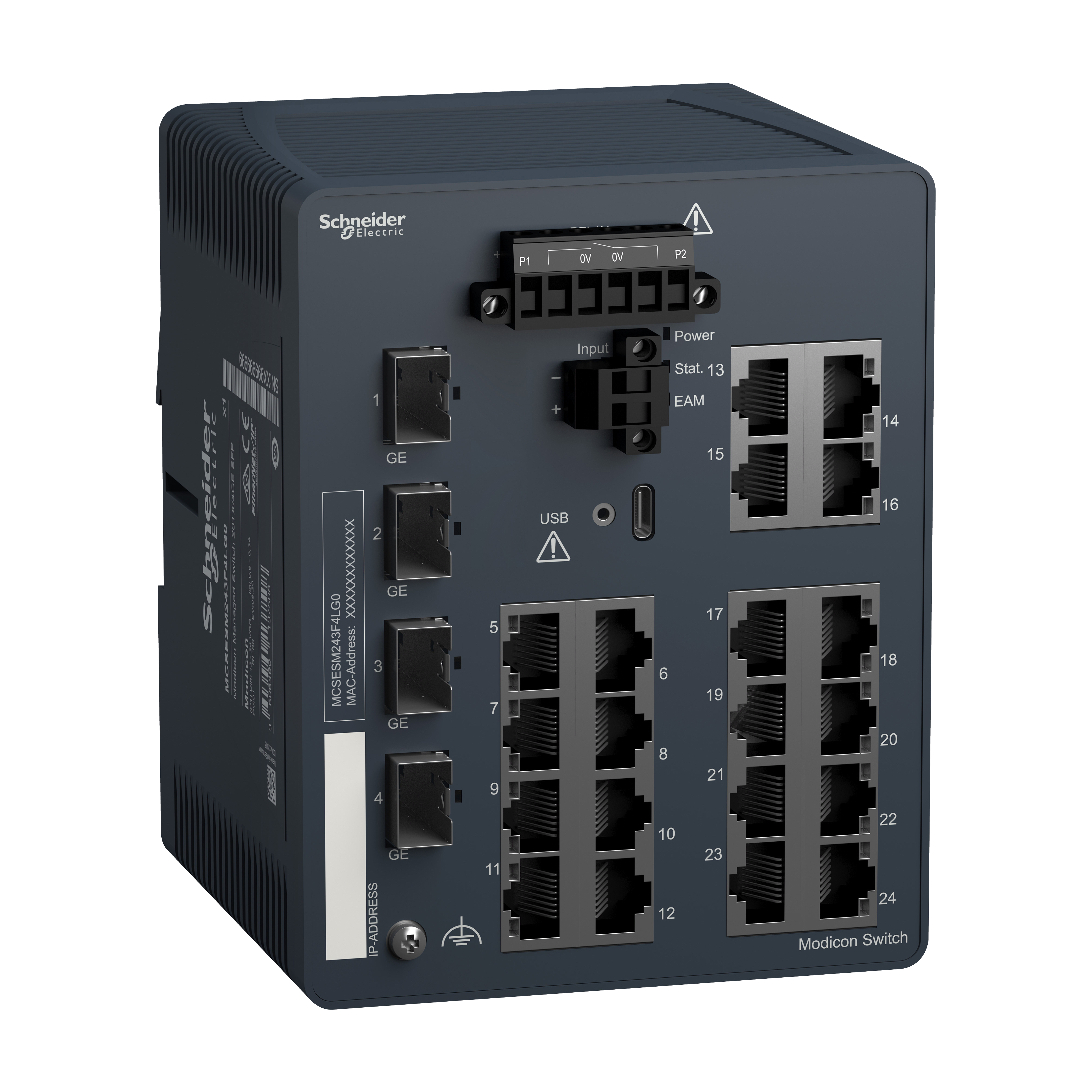 SCHNEIDER ELECTRIC - Modicon Managed Switch - 20 porte in rame + 4 Gigabit SFP