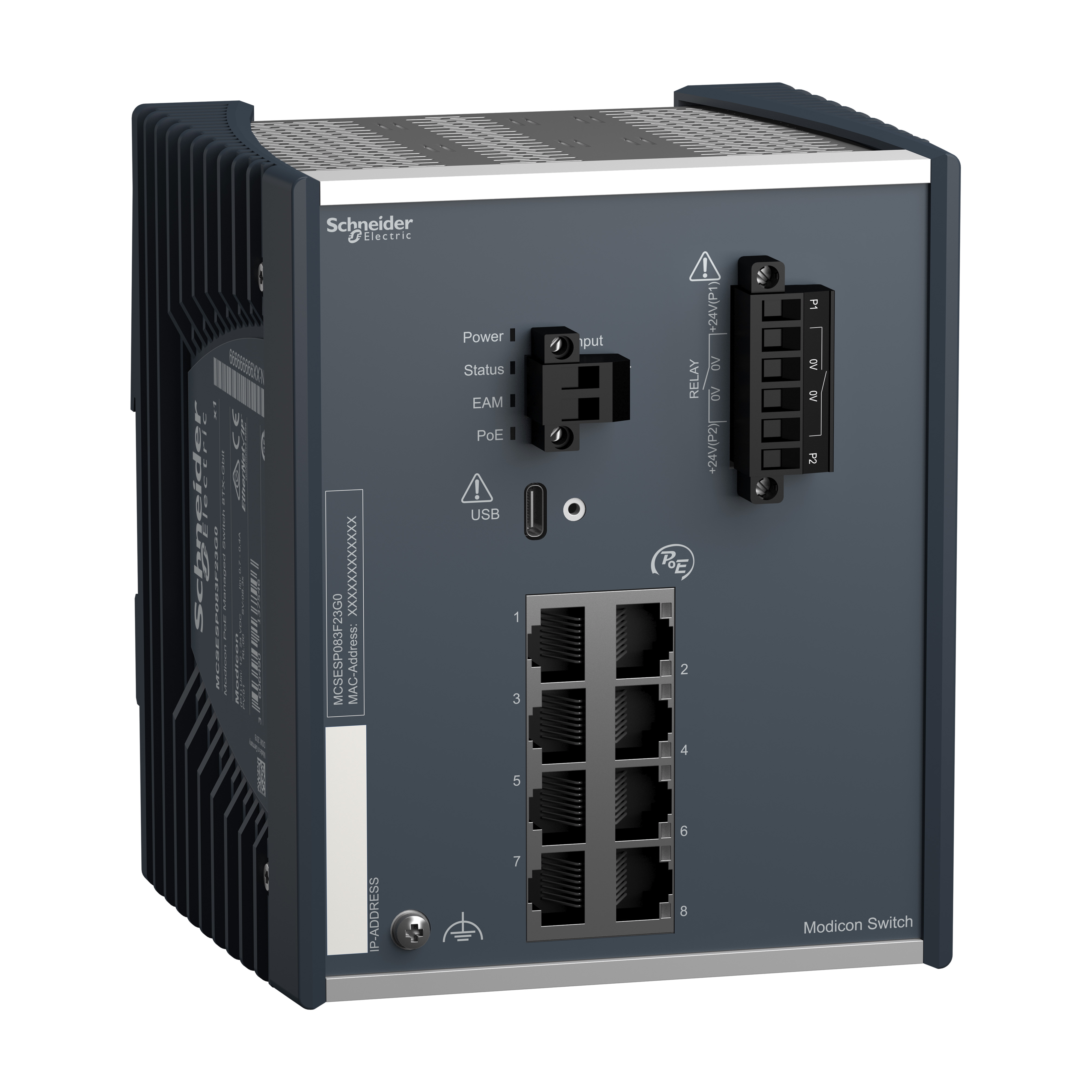 SCHNEIDER ELECTRIC - switch di rete, rete Modicon, PoE Power over Ethernet, gestito, porte da 8 Gigabit per rame