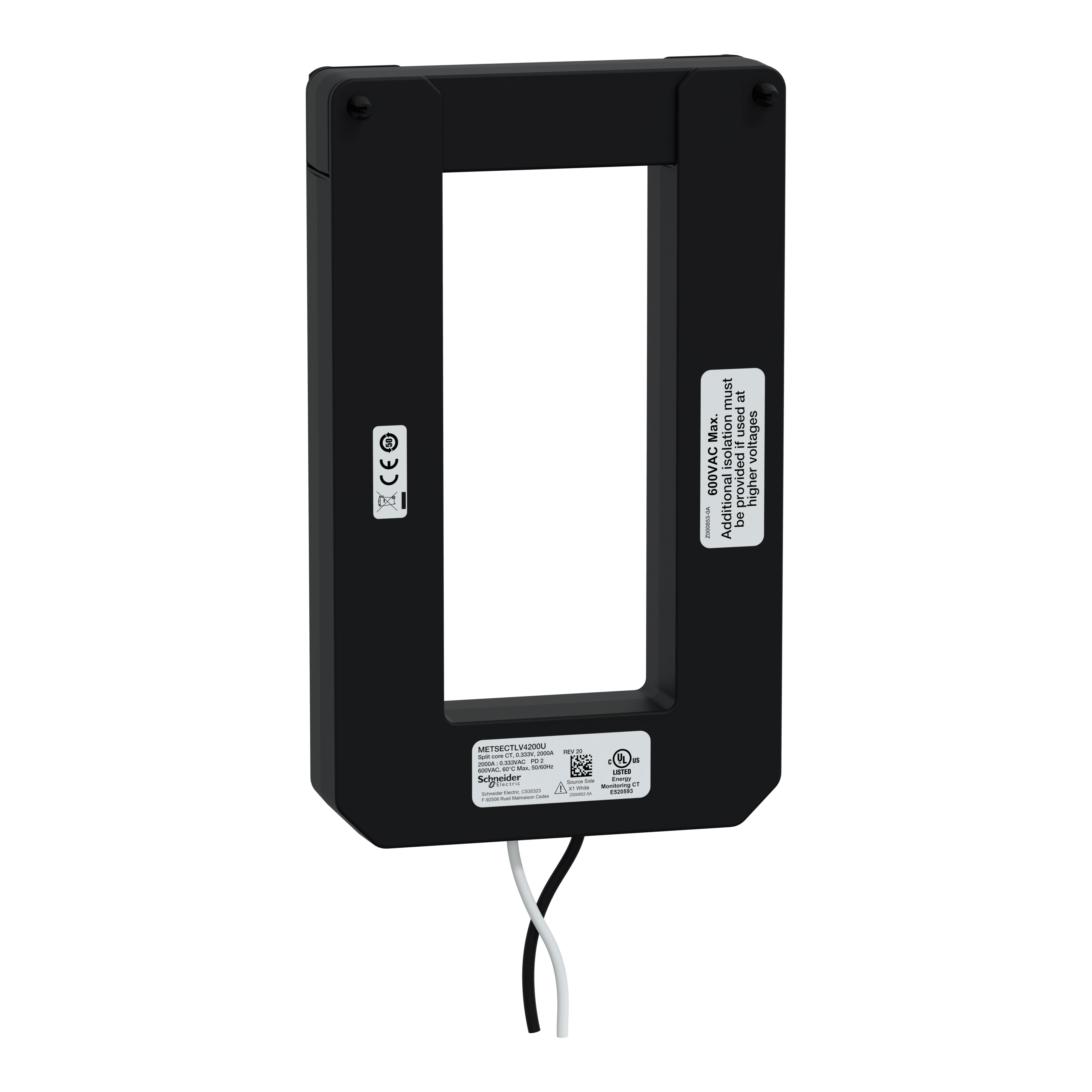 SCHNEIDER ELECTRIC - Trasformatore Amperometrico, PowerLogic, TA LVCT apribile, 2000 A, uscita 0,333 V, 146x63 mm