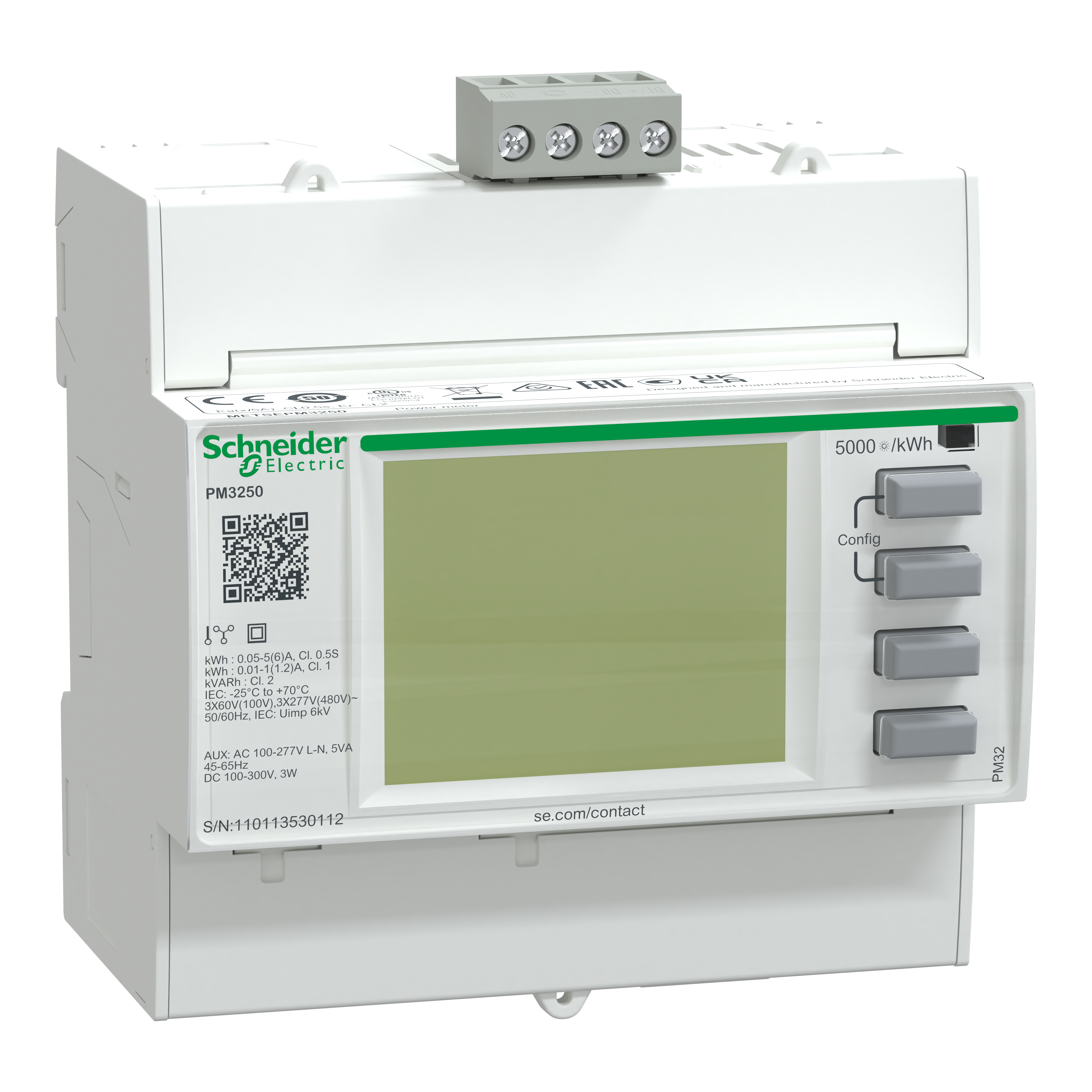SCHNEIDER ELECTRIC - Multimetro PM3250 - inserzione con TA - Modbus - THD, Allarmi