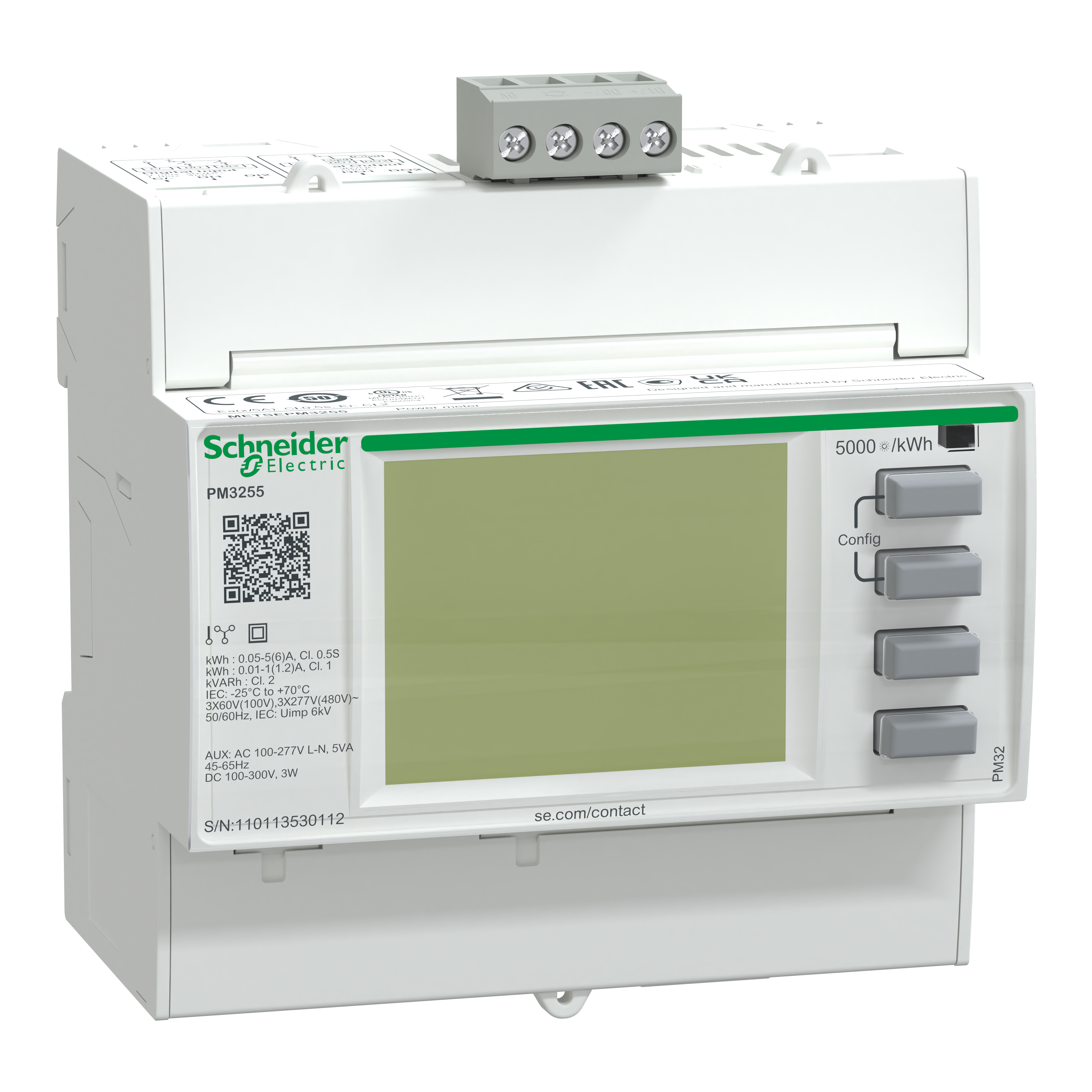 SCHNEIDER ELECTRIC - Multimetro PM3255 - inserzione con TA - THD, Allarmi - 2IN/2OUT- Modbus