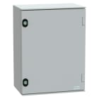 SCHNEIDER ELECTRIC - Cassetta in poliestere montata a parete, PanelSeT PLM, porta piena, con piastra in bakelite, 430x330x200mm, IP66, IK10, RAL 7035