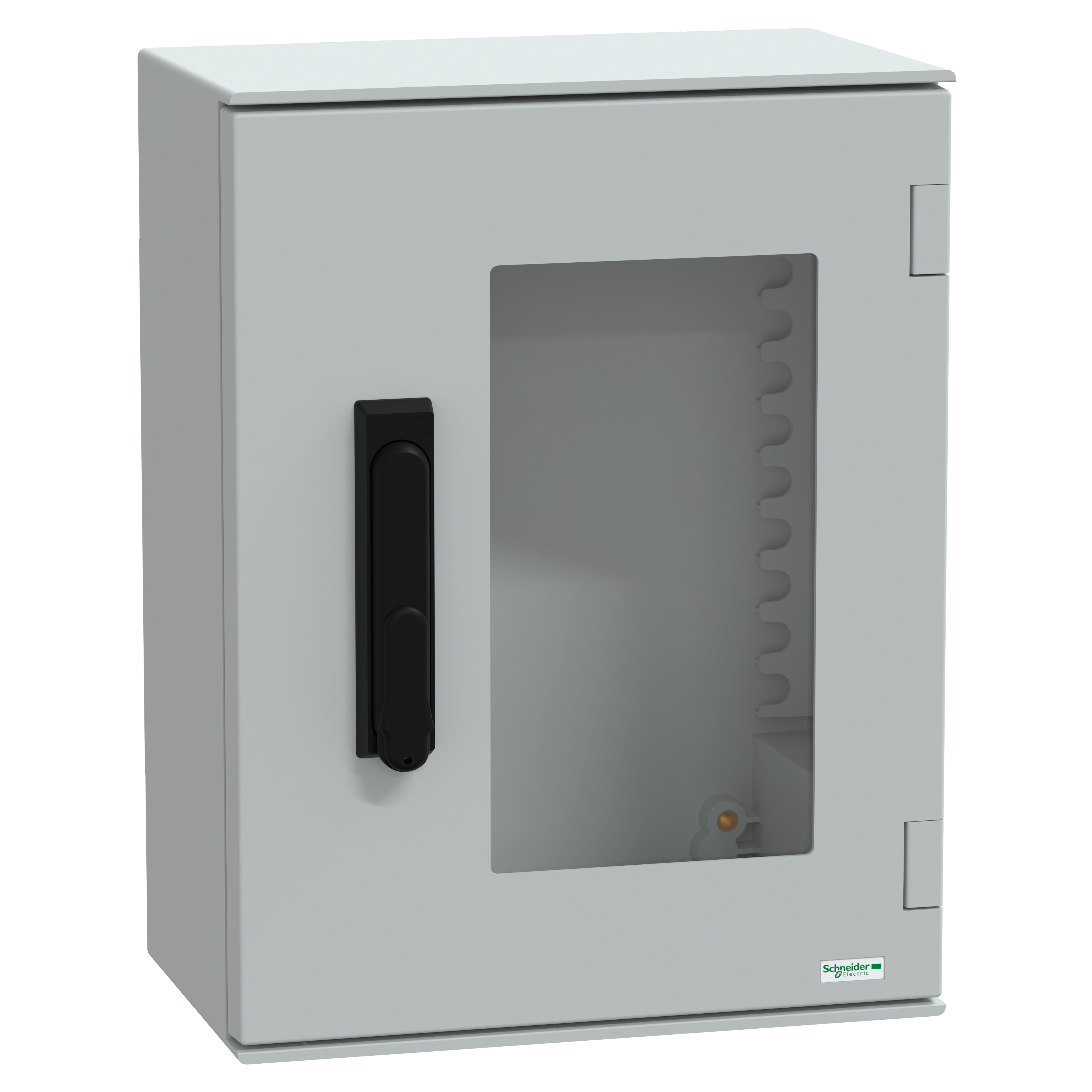 SCHNEIDER ELECTRIC - Cassetta in poliestere montata a parete, PanelSeT PLM, porta trasparente, con maniglia, 430x330x200mm, IP66, IK08, RAL 7035