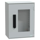 SCHNEIDER ELECTRIC - Cassetta in poliestere montata a parete, PanelSeT PLM, porta trasparente, con maniglia, 430x330x200mm, IP66, IK08, RAL 7035