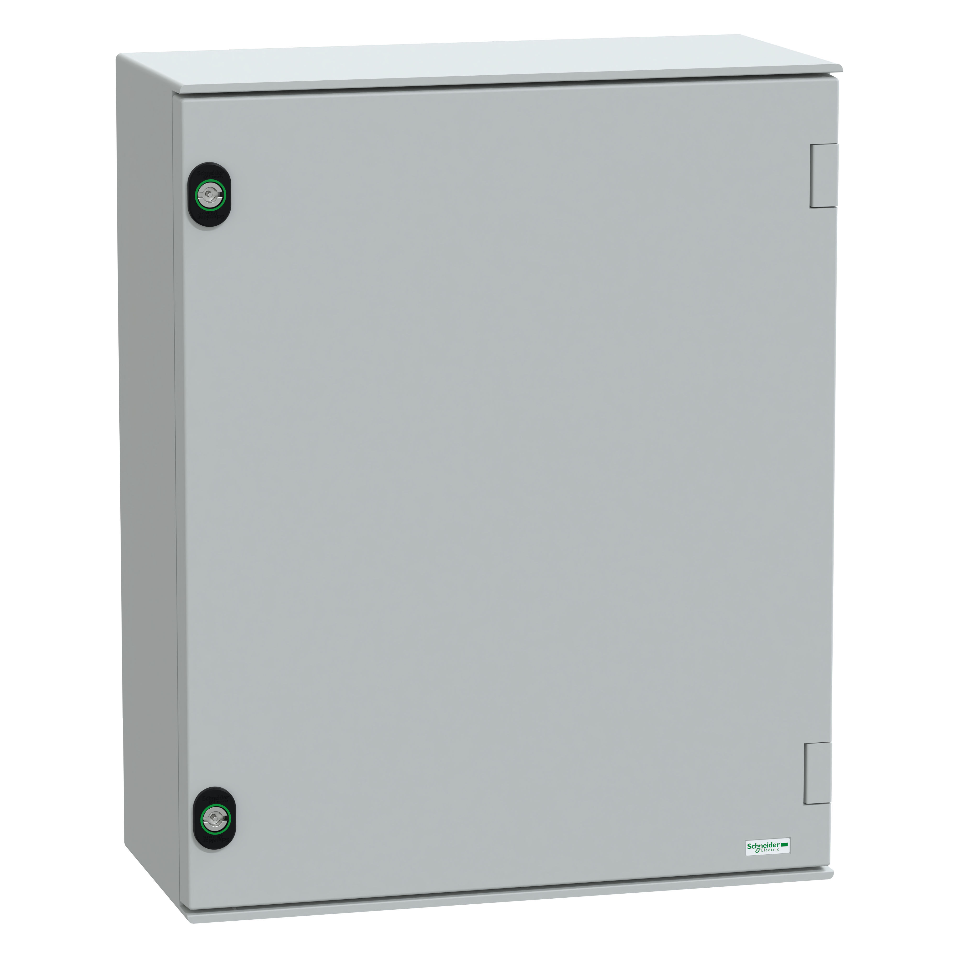 SCHNEIDER ELECTRIC - Cassetta in poliestere montata a parete, PanelSeT PLM, porta piena, con piastra in bakelite, 530x430x200mm, IP66, IK10, RAL 7035