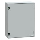 SCHNEIDER ELECTRIC - Cassetta in poliestere montata a parete, PanelSeT PLM, porta piena, con piastra in bakelite, 530x430x200mm, IP66, IK10, RAL 7035