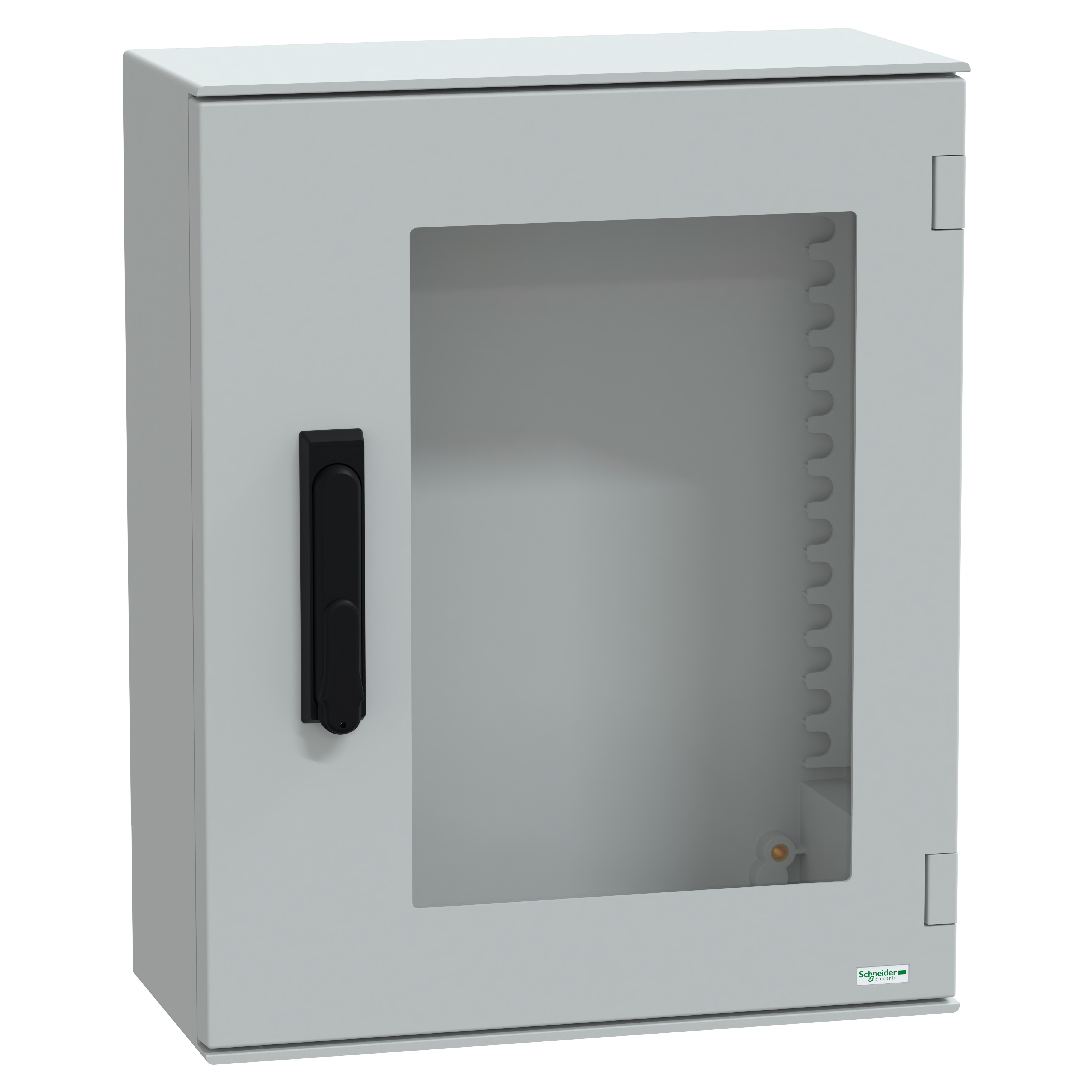 SCHNEIDER ELECTRIC - Cassetta in poliestere montata a parete, PanelSeT PLM, porta trasparente, con maniglia, 530x430x200mm, IP66, IK08, RAL 7035
