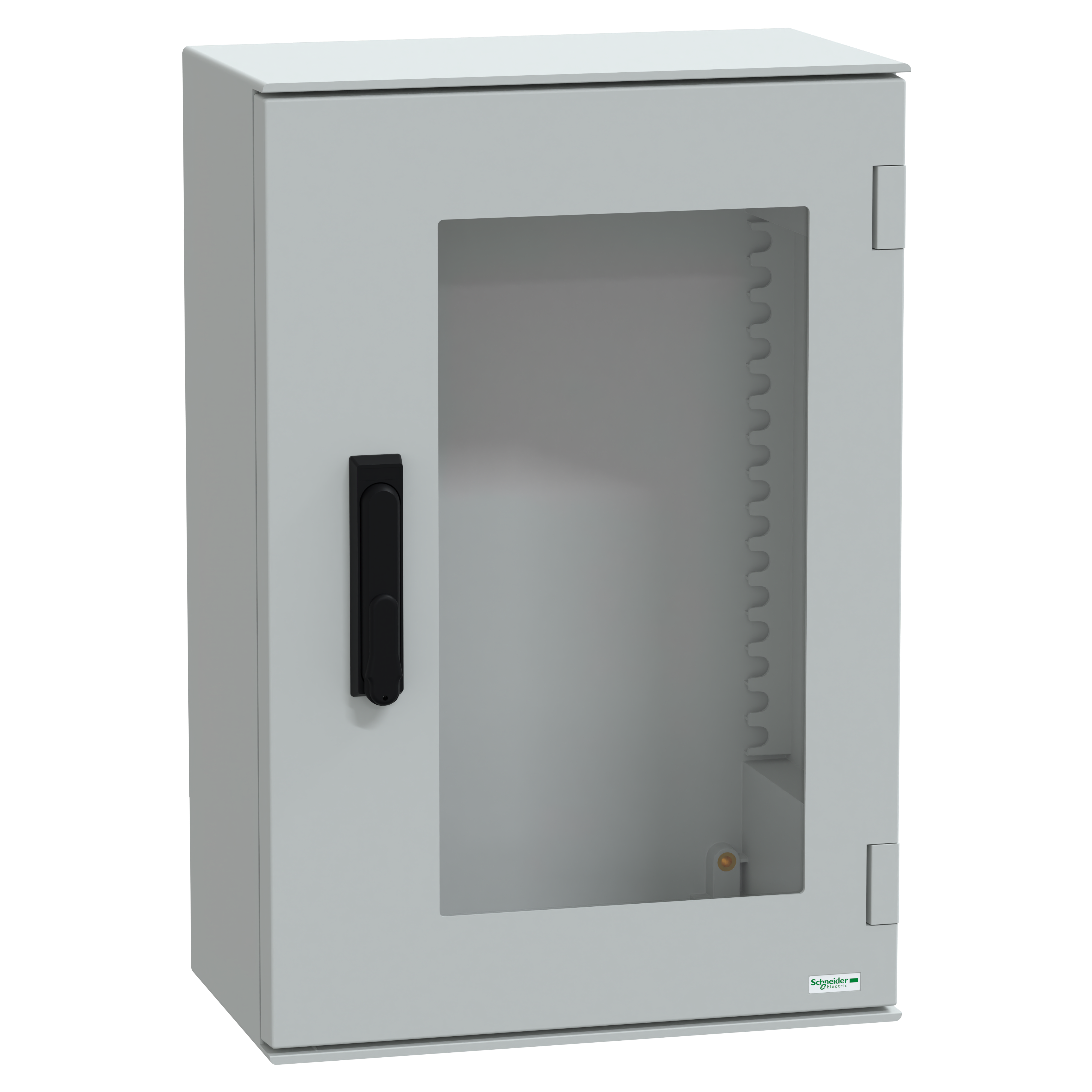 SCHNEIDER ELECTRIC - Cassetta in poliestere montata a parete, PanelSeT PLM, porta trasparente, con maniglia, 647x436x250mm, IP66, IK08, RAL 7035