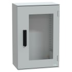 SCHNEIDER ELECTRIC - Cassetta in poliestere montata a parete, PanelSeT PLM, porta trasparente, con maniglia, 647x436x250mm, IP66, IK08, RAL 7035