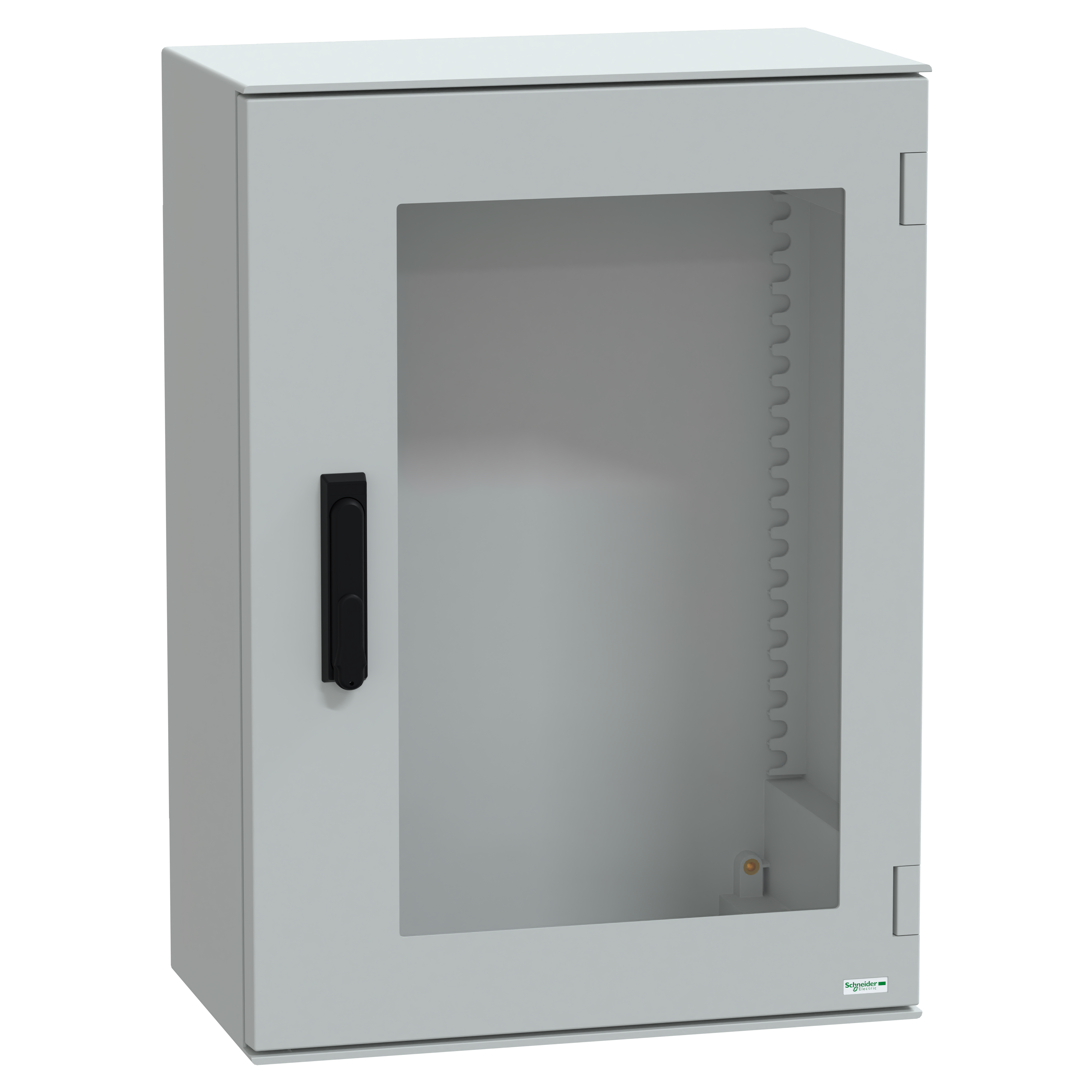 SCHNEIDER ELECTRIC - Cassetta in poliestere montata a parete, PanelSeT PLM, porta trasparente, con maniglia, 747x536x300mm, IP66, IK08, RAL 7035 NSYPLM75TVG