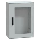 SCHNEIDER ELECTRIC - Cassetta in poliestere montata a parete, PanelSeT PLM, porta trasparente, con maniglia, 747x536x300mm, IP66, IK08, RAL 7035 NSYPLM75TVG
