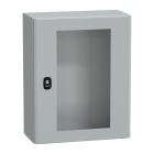 SCHNEIDER ELECTRIC - Cassetta in acciaio montata a parete, PanelSeT S3D, porta trasparente, senza piastra di montaggio, 500x400x200mm, IP66, IK08