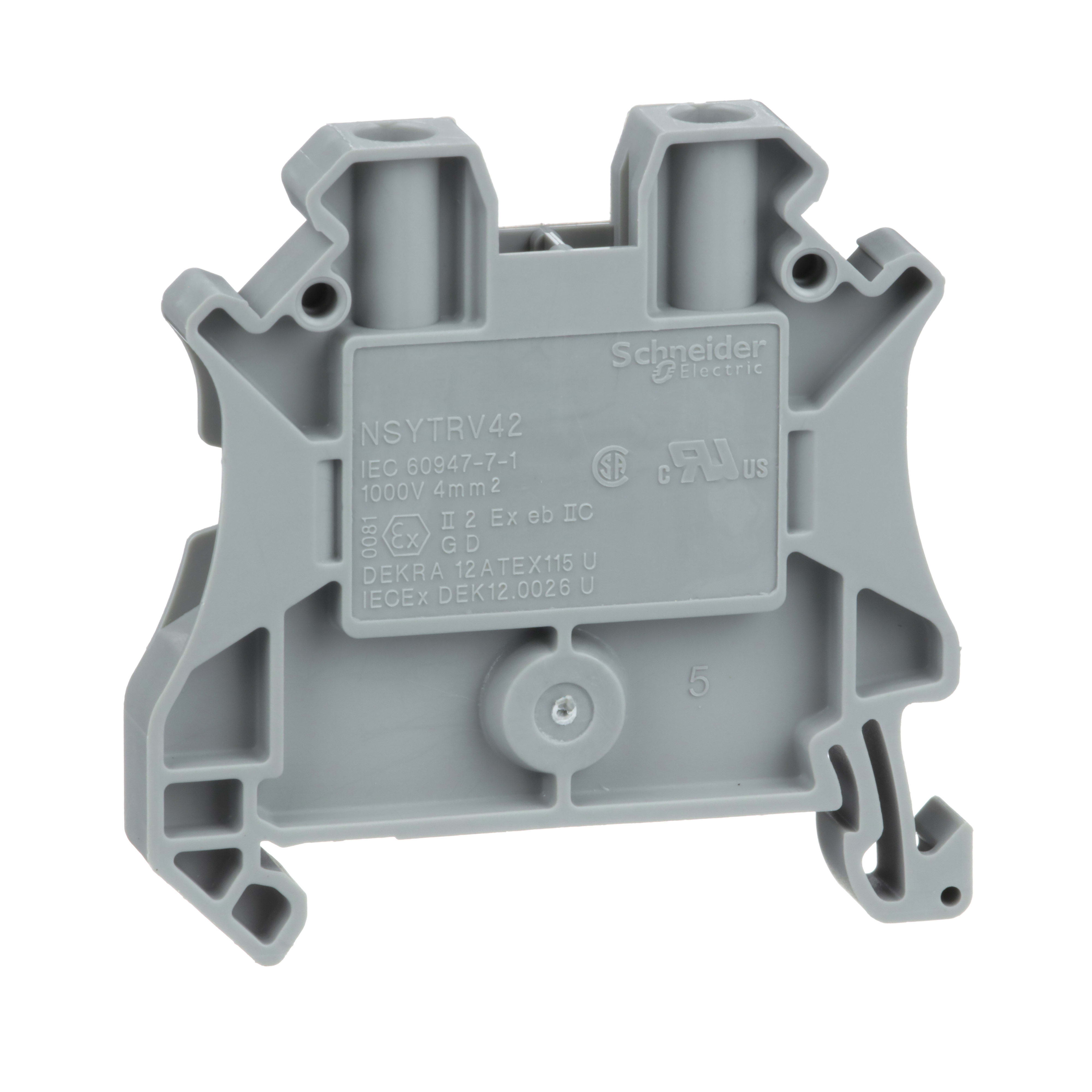 SCHNEIDER ELECTRIC - Morsetto vite, 2pt, 4mm² grigio - [prezzo per 100 pz] NSYTRV42