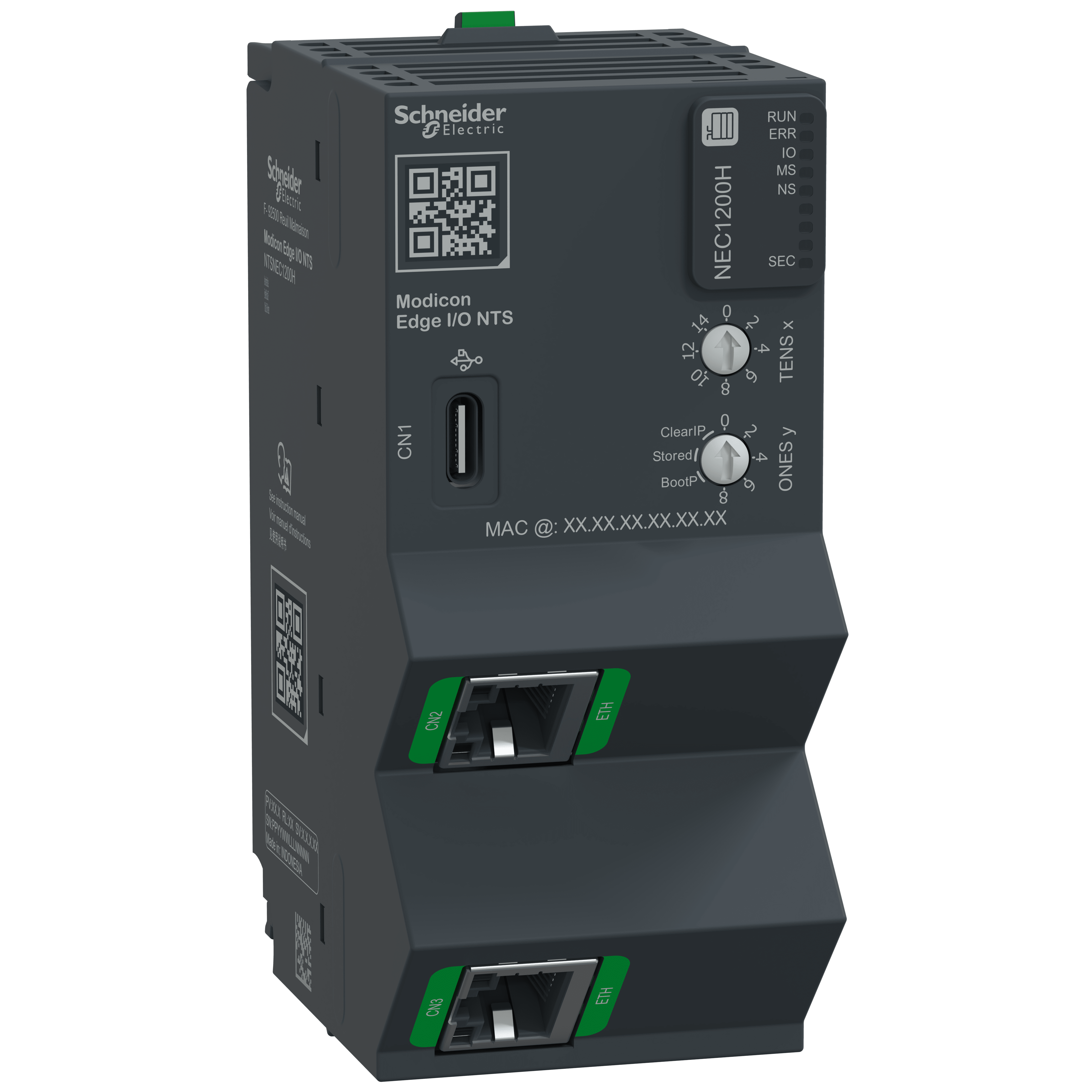 SCHNEIDER ELECTRIC - Modulo di interfaccia di rete, EtherNet/IP, Modbus TCP, 100 Mbps, 2 RJ45, Hardened, Modicon Edge I/O NTS