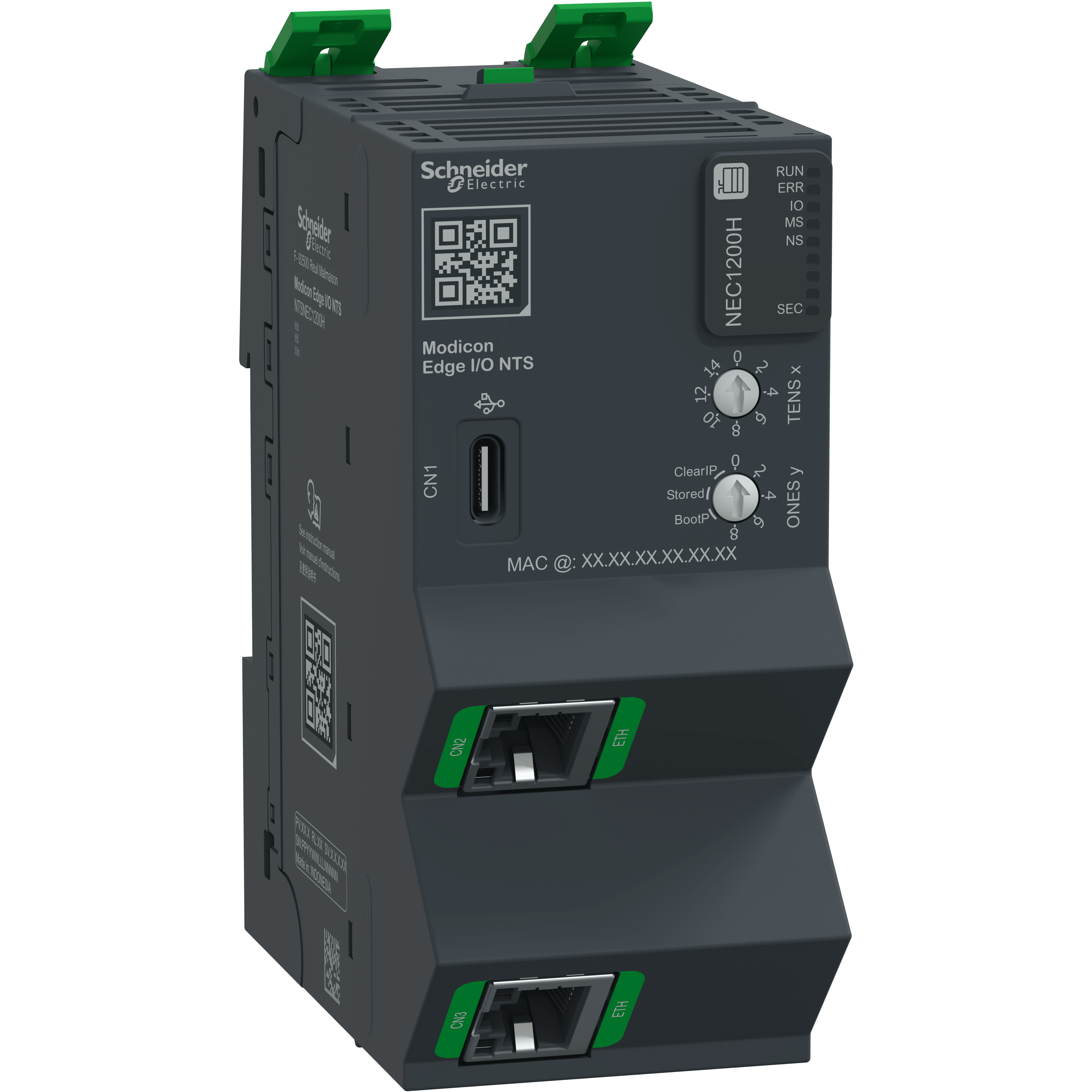 SCHNEIDER ELECTRIC - Modulo interfaccia di rete + base + terminazione, EtherNet/IP, Modbus TCP, 100 Mbps, 2 RJ45, Hardened, Modicon Edge I/O NTS