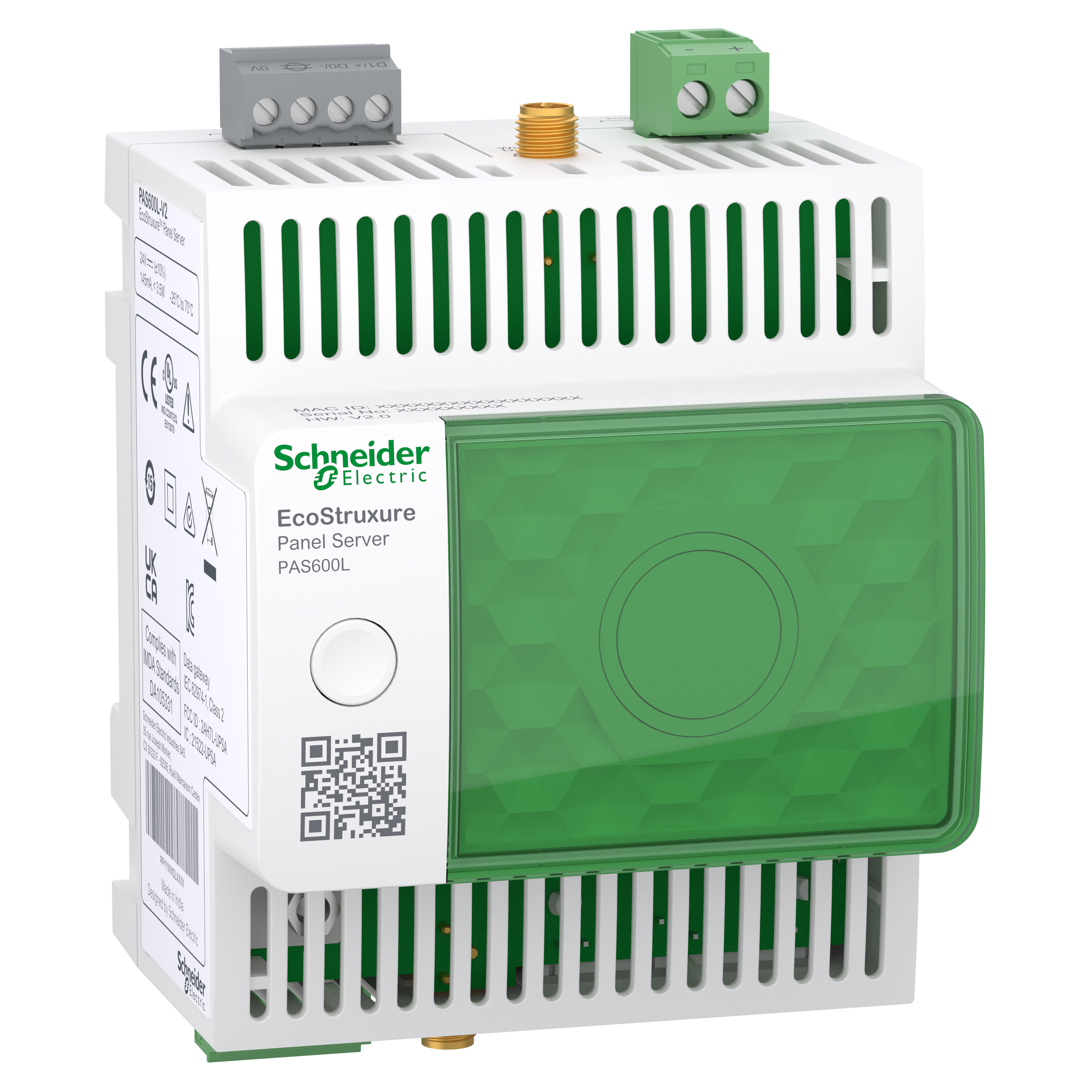 SCHNEIDER ELECTRIC - Gateway, PowerLogic, Panel Server Universal, contentratore wireless e gateway modbus, 2DI, 24 VDC PAS600L