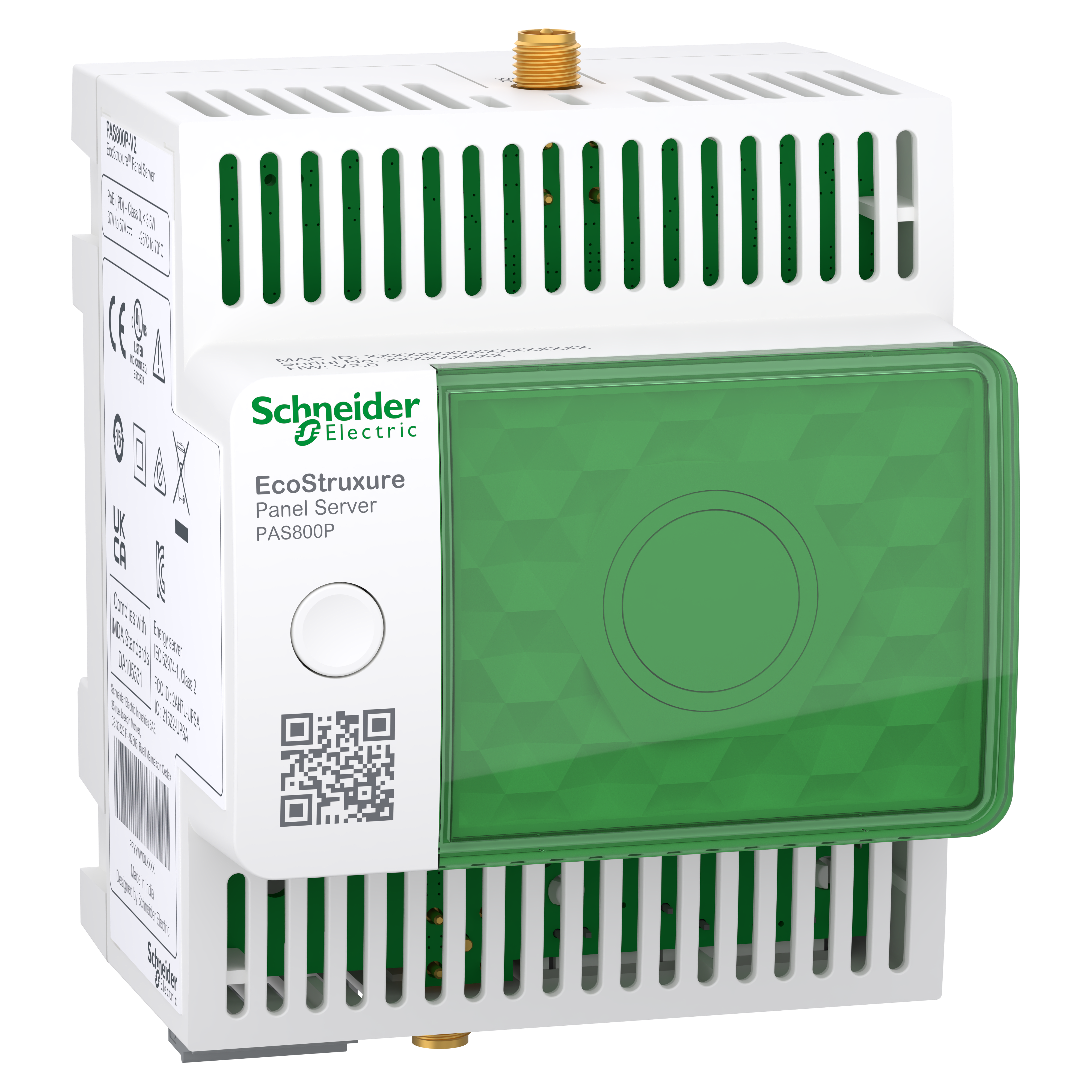 SCHNEIDER ELECTRIC - Energy Server, PowerLogic, Panel Server Advanced, datalogger avanzato wireless e modbus, energy server, 2DI, POE PAS800P