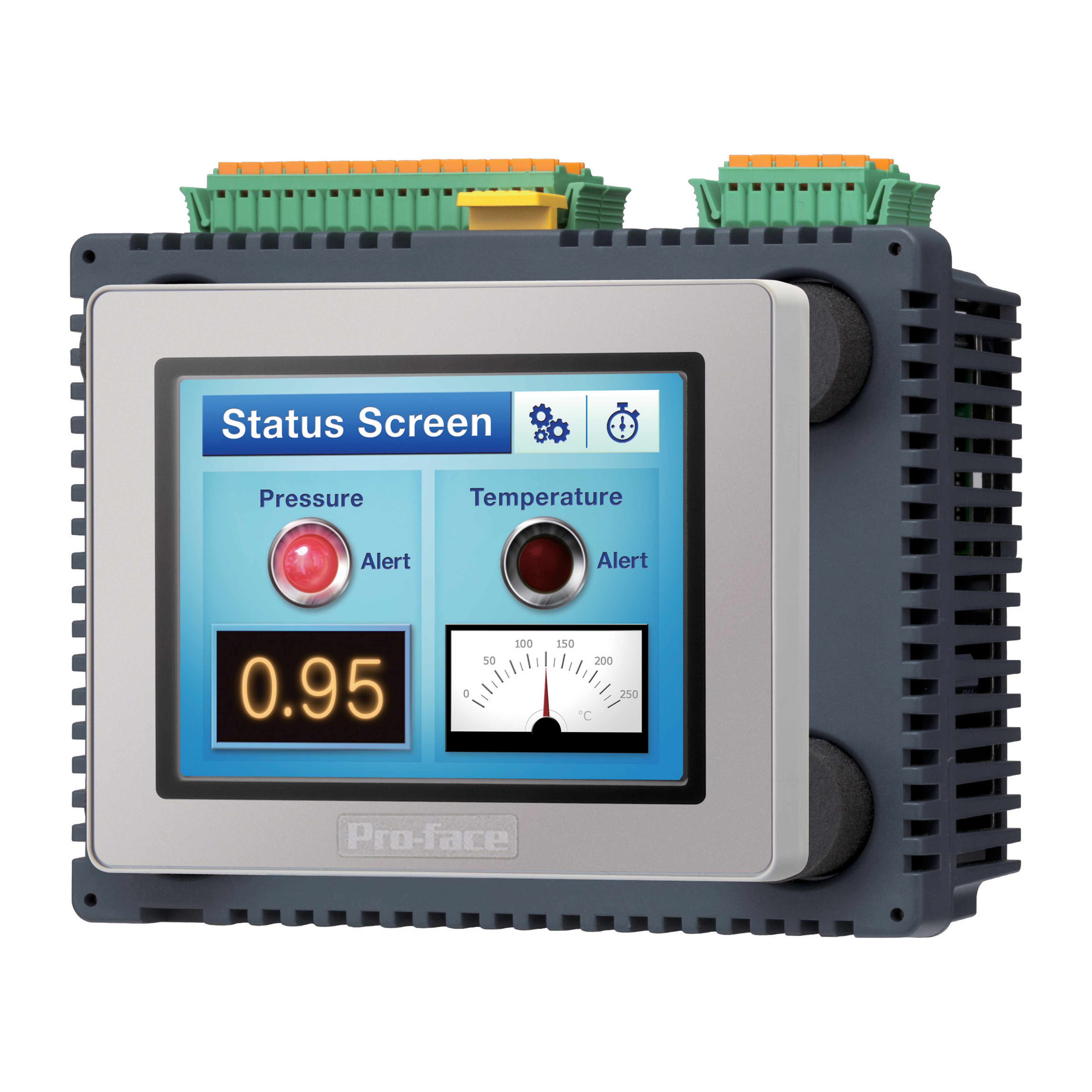 SCHNEIDER ELECTRIC - Touch PLC LT4000M 3.5" TFT (QVGA) con I/O Digitali (di tipo Source), COM (RJ45), Ethernet, USB A/mini-B, 24VDC PFXLM4201TADDC