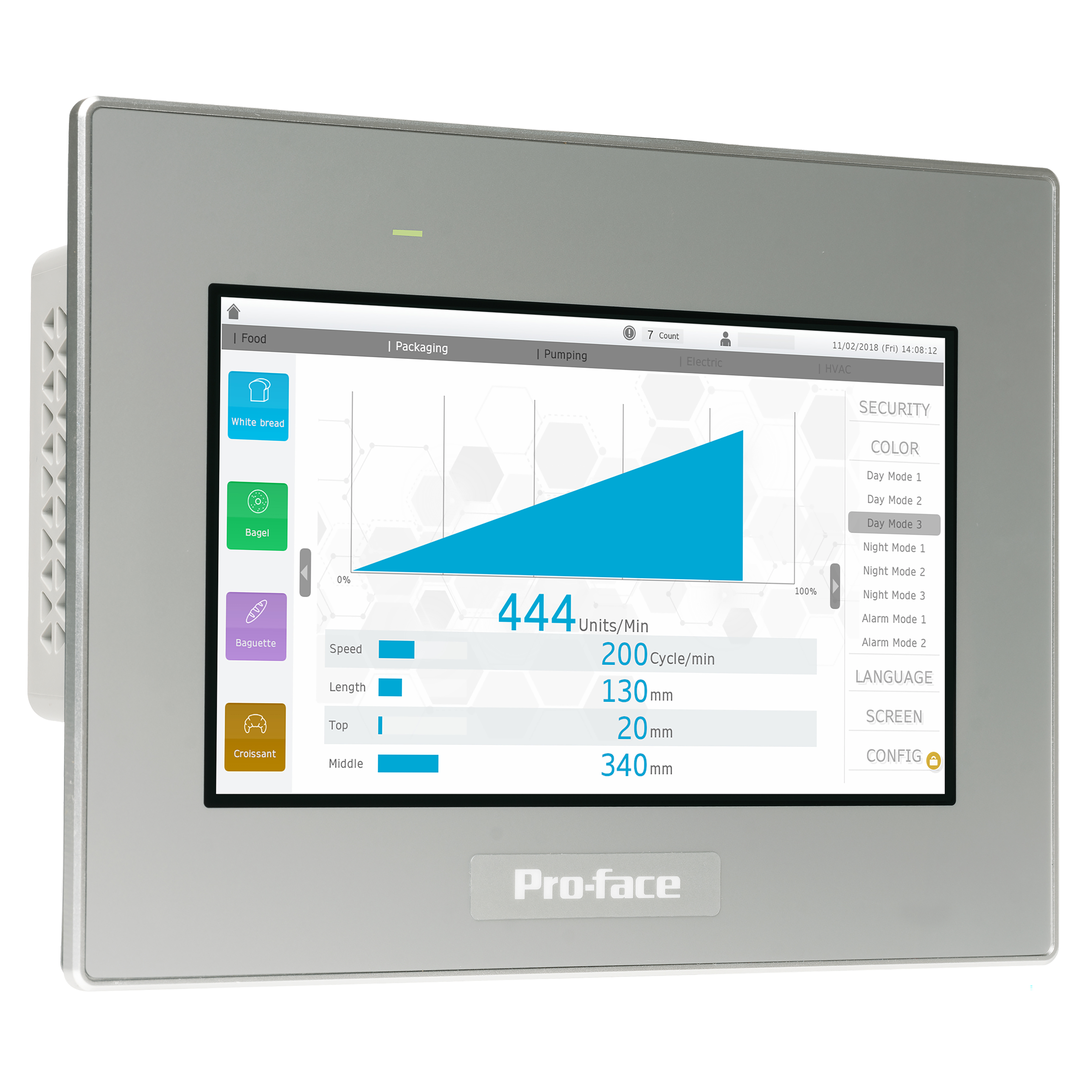 SCHNEIDER ELECTRIC - Display touch panel da 7", 2COM, 2Ethernet, USB host e dispositivo, 24 VDC PFXST6400WAD