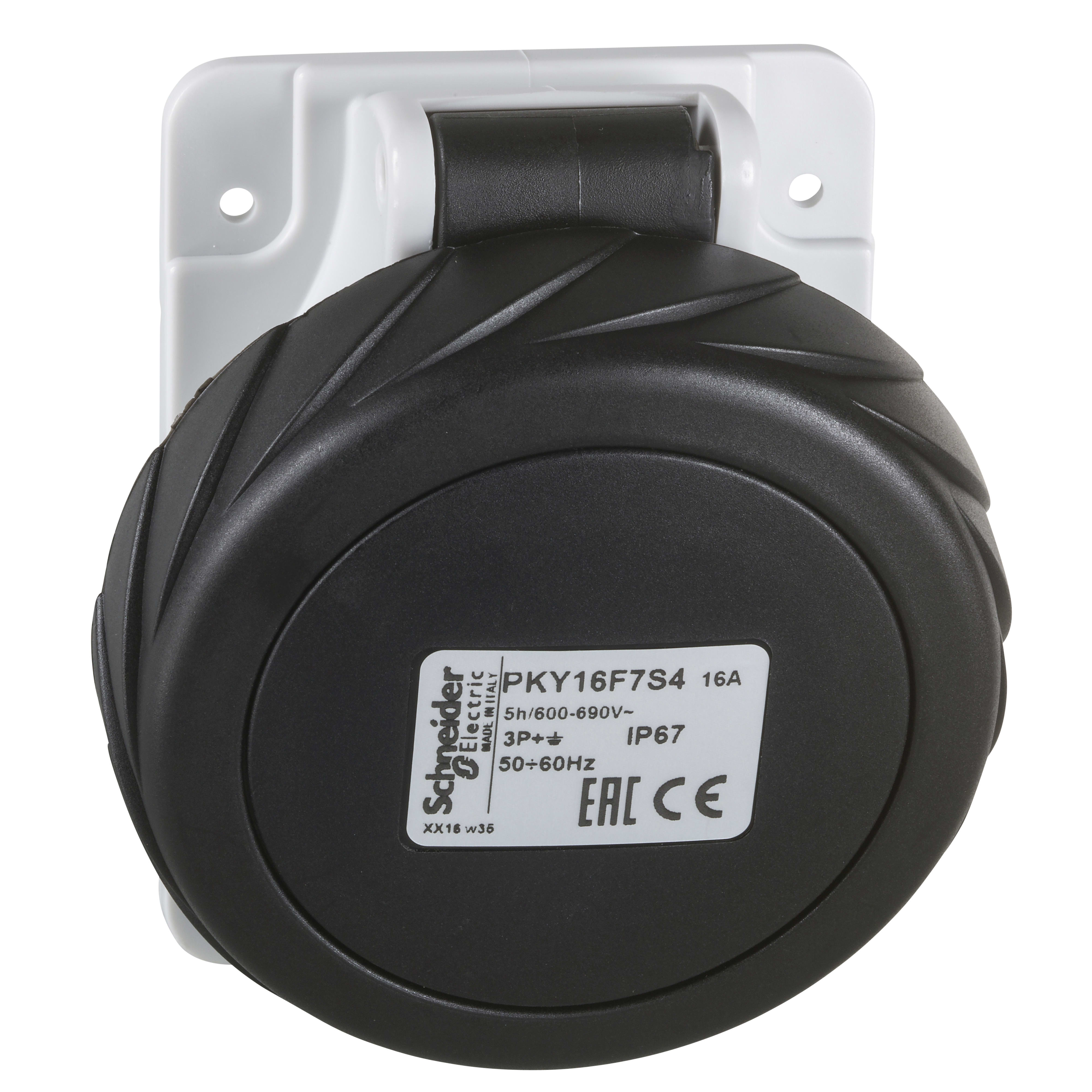 SCHNEIDER ELECTRIC - Presa fissa BT da incasso inclinata IP67 16A 600-690V 3PT cablaggio rapido PKY16F7S4