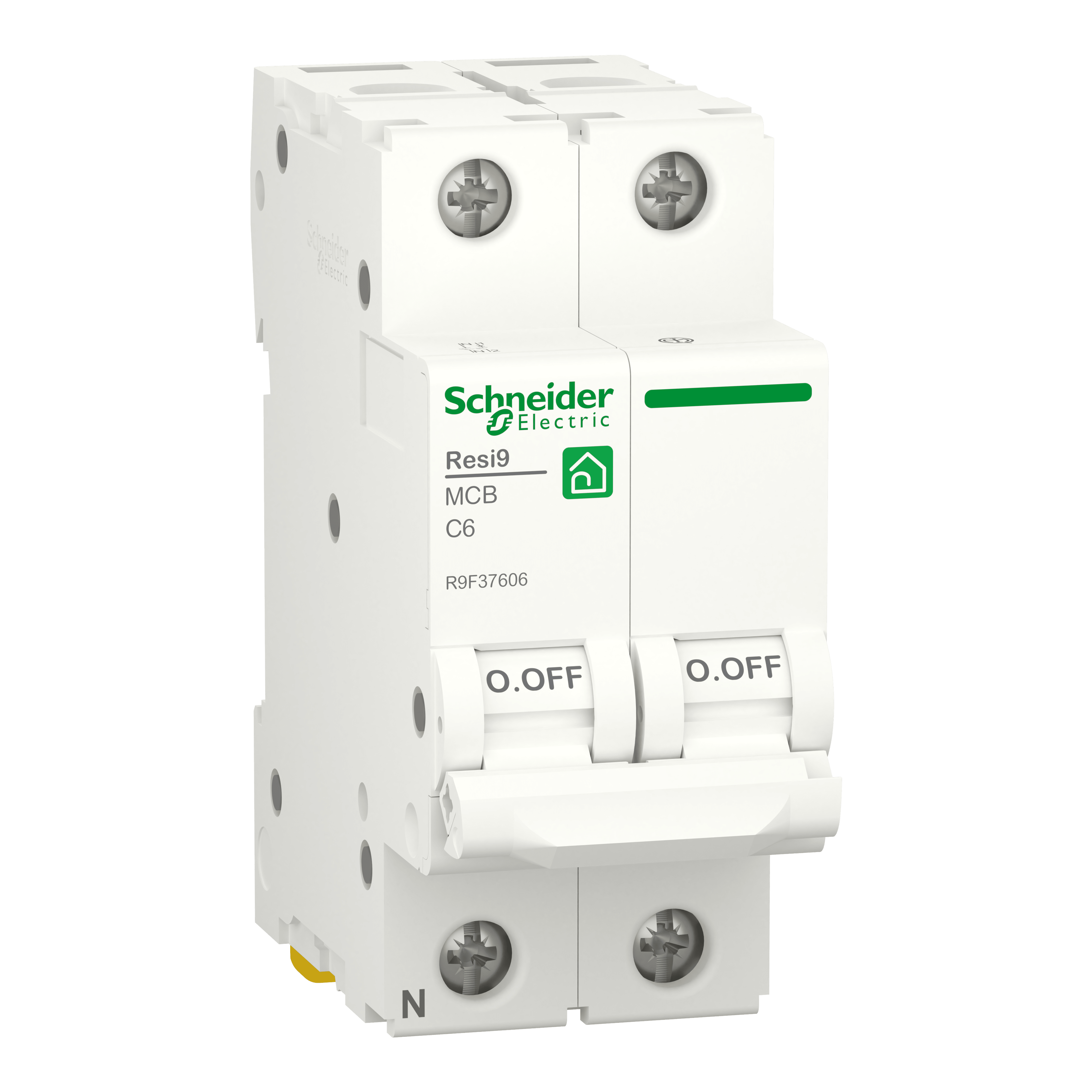 SCHNEIDER ELECTRIC - Interruttore magnetotermico (MCB), Resi9, 1P + N, 6 A, curva C, 4500 A, 230 V R9F37606