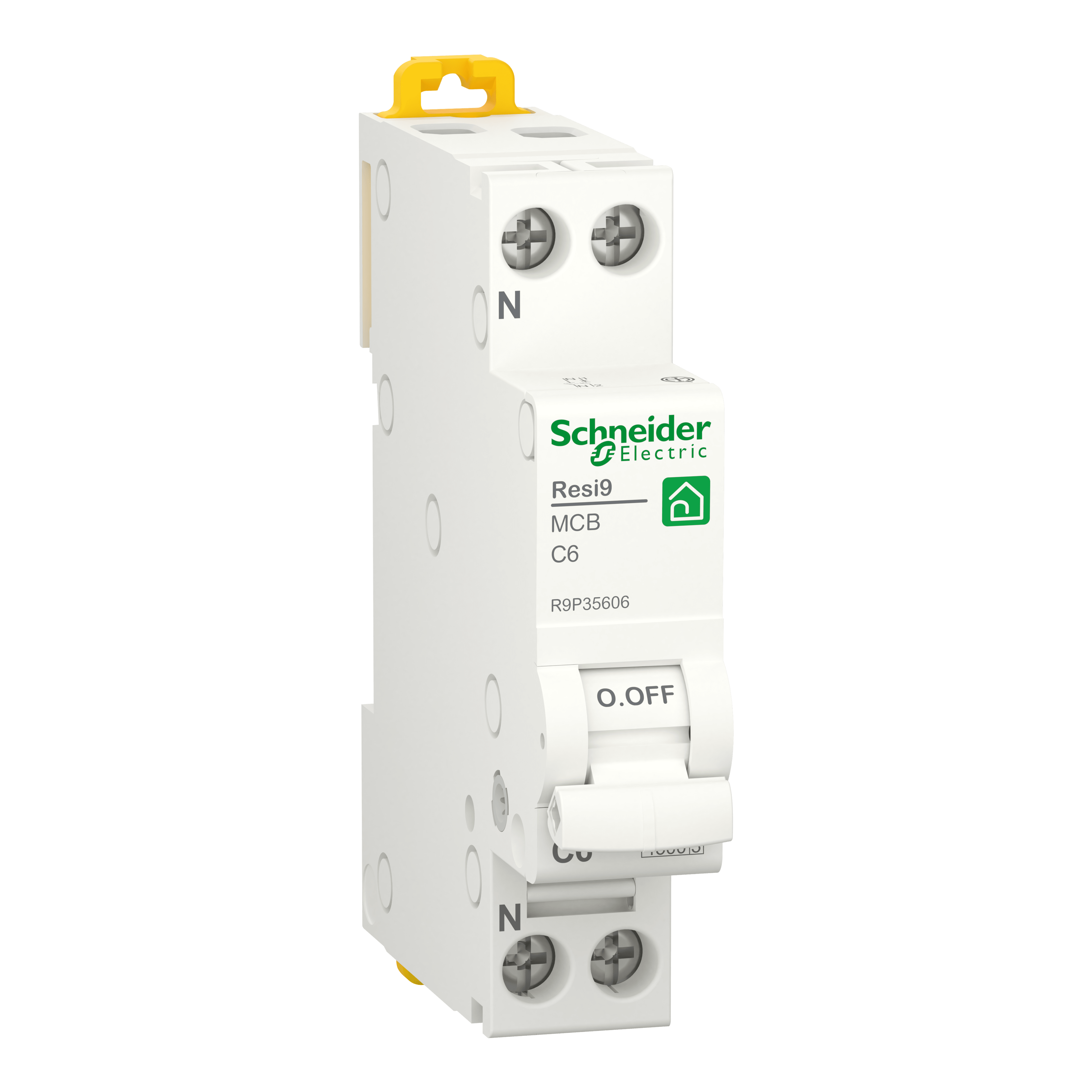 SCHNEIDER ELECTRIC - Interruttore magnetotermico (MCB), Resi9, 1P + N, 6 A, curva C, 4500 A, 230 V R9P35606