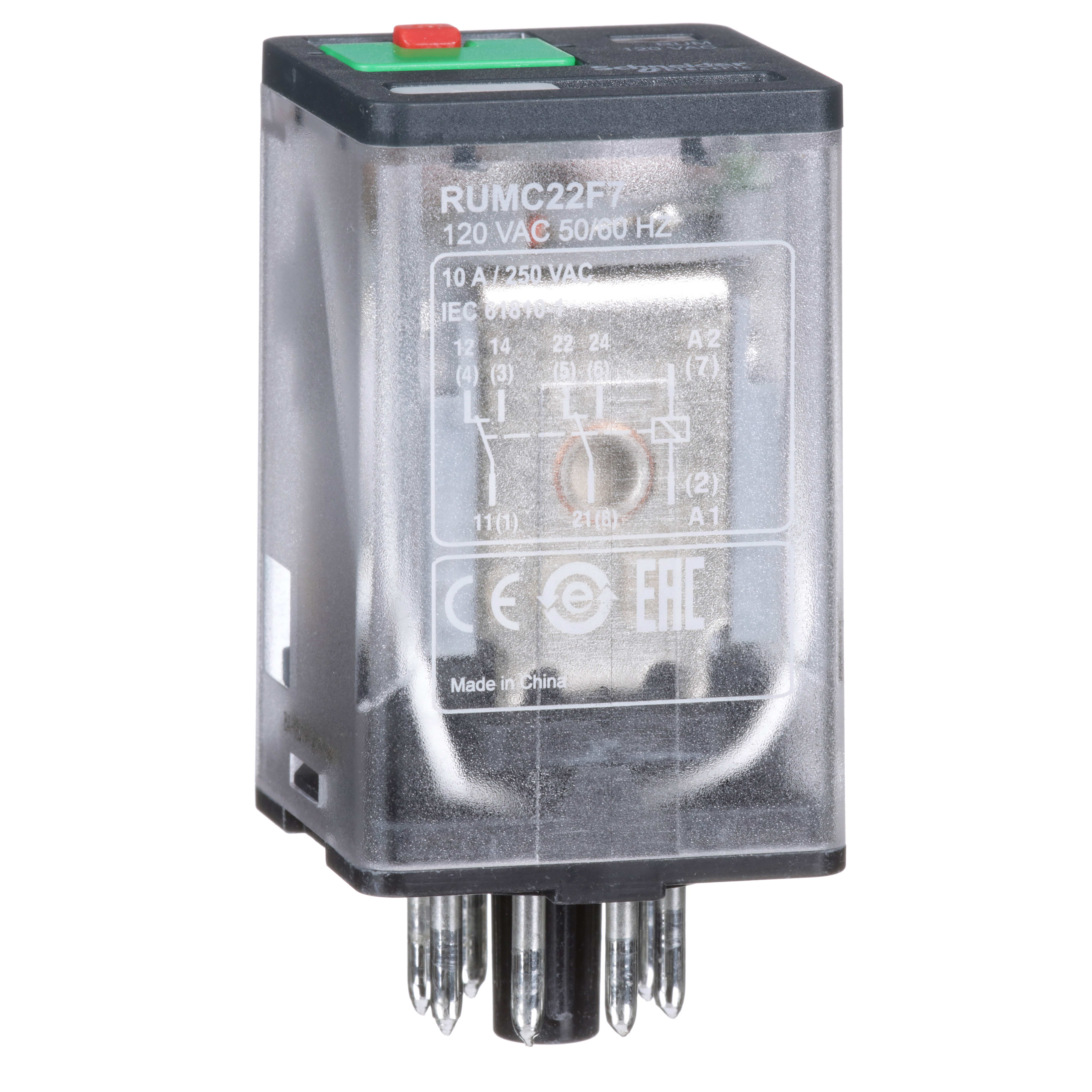 SCHNEIDER ELECTRIC - Relè a innesto universale - Harmony RUM - 2 NC/NO - 120 VAC - 10 A - con led RUMC22F7