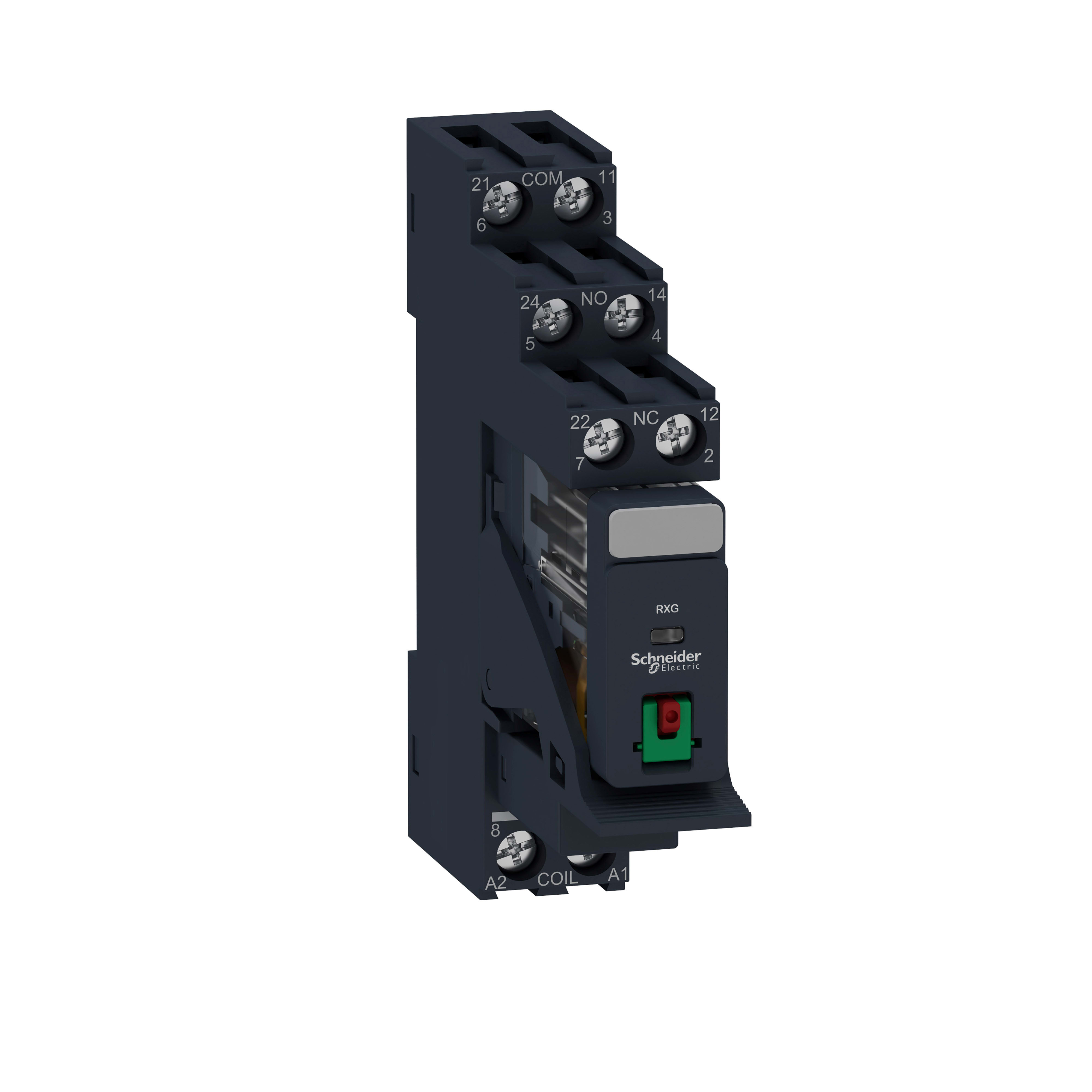 SCHNEIDER ELECTRIC - Relè RXG con pulsante di test completo di base-2NC/NO 5A 24VAC + varistore