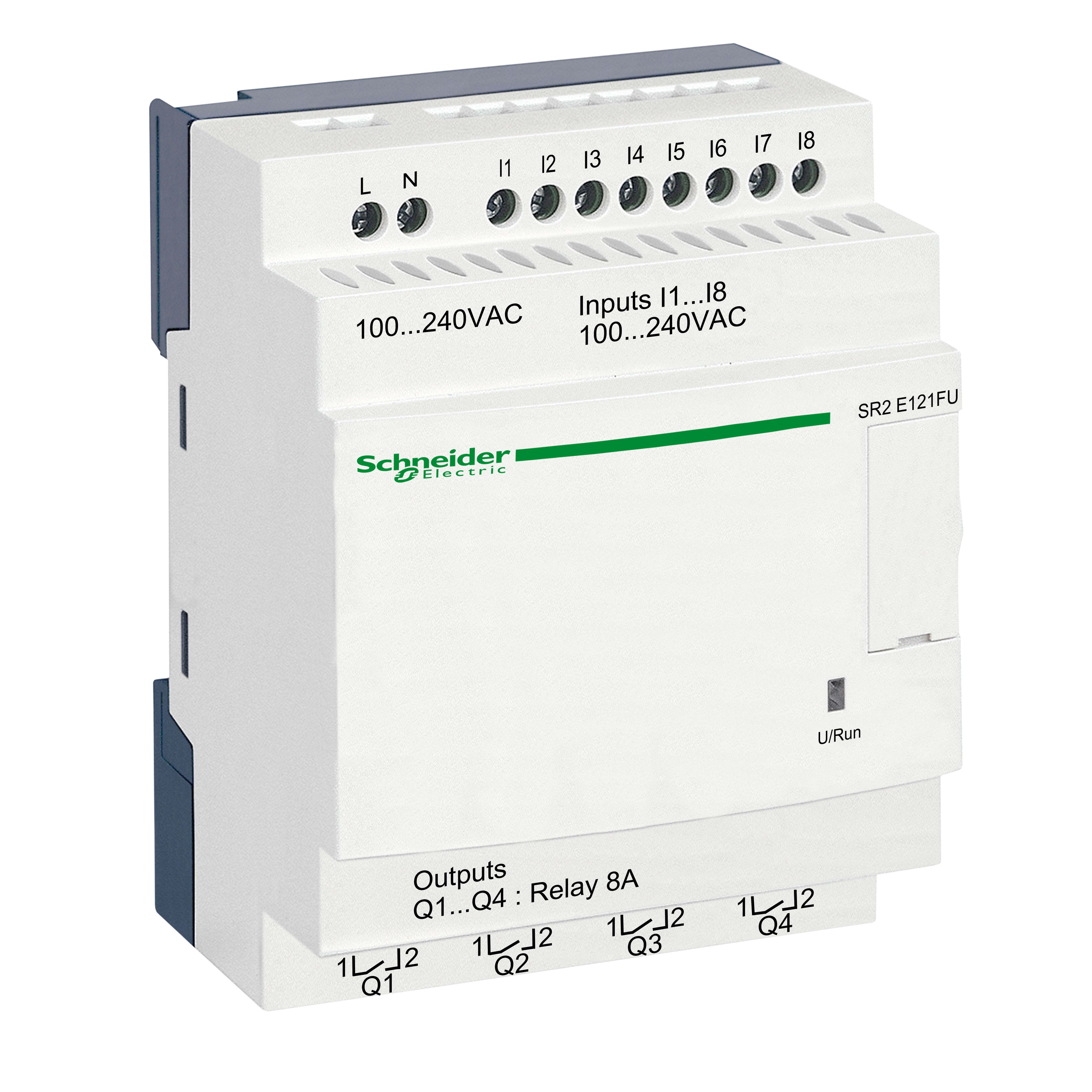 SCHNEIDER ELECTRIC - Smart relay comp. Zelio Logic - 12 I/O - 100..240 V CA - Orologio - S/display SR2E121FU