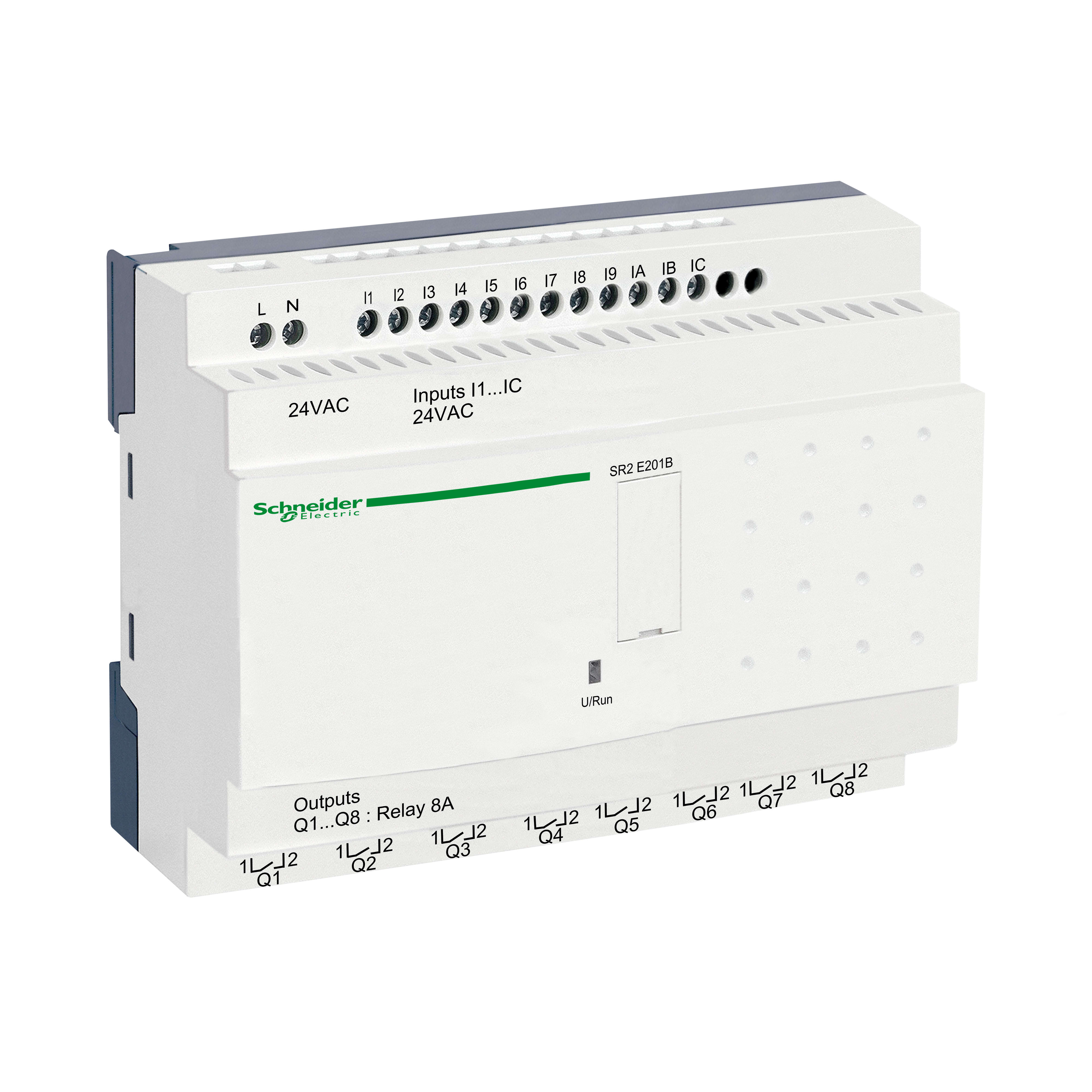 SCHNEIDER ELECTRIC - Smart relay compatto Zelio Logic - 20 I/O - 24 V CA - Orologio - S/display SR2E201B
