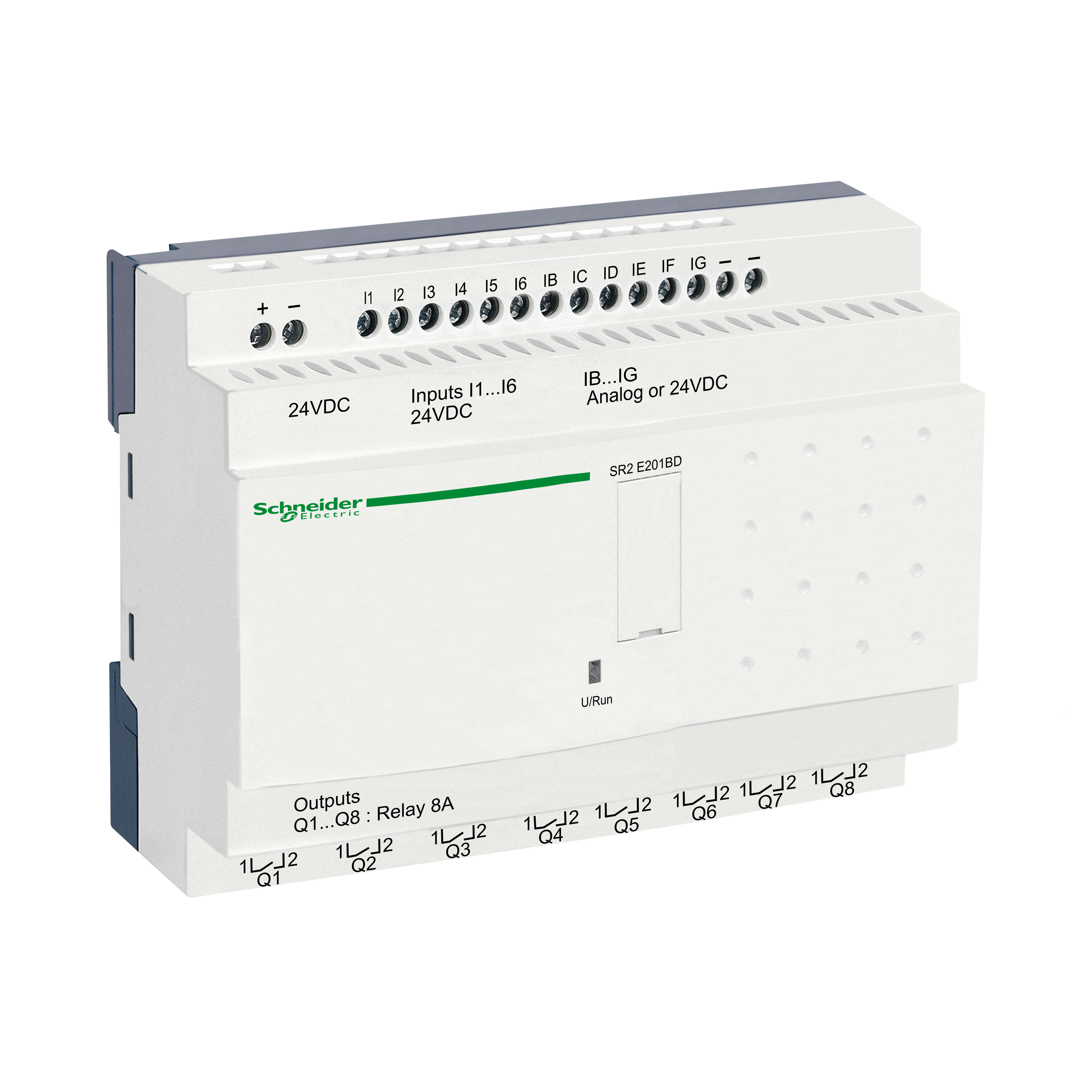 SCHNEIDER ELECTRIC - Smart relay comp. Zelio Logic - 20 I/O - 24 V CC - Orologio - S/display SR2E201BD