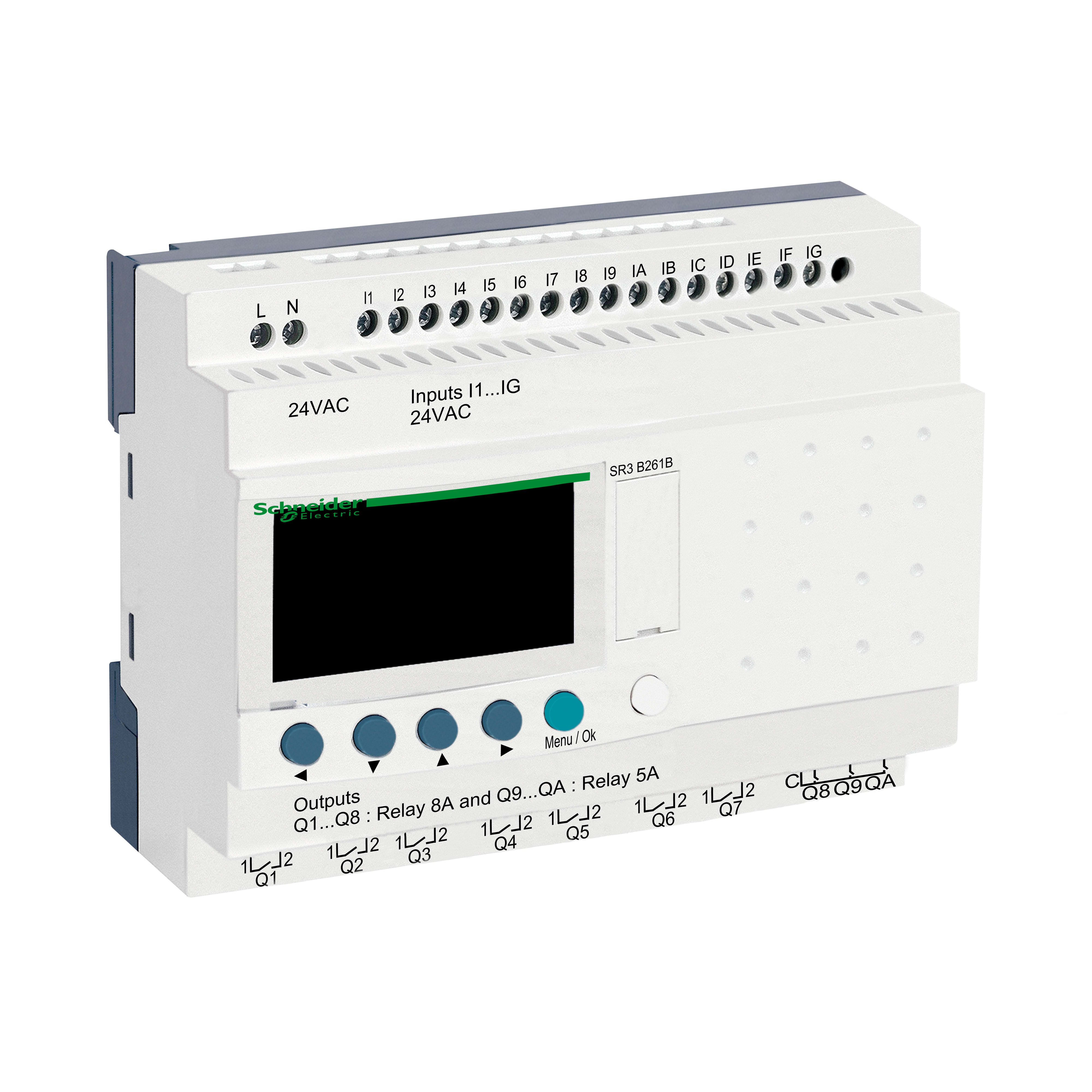 SCHNEIDER ELECTRIC - Smart relay modulare Zelio Logic - 24 I/O - 24 V CA - Orologio - Display