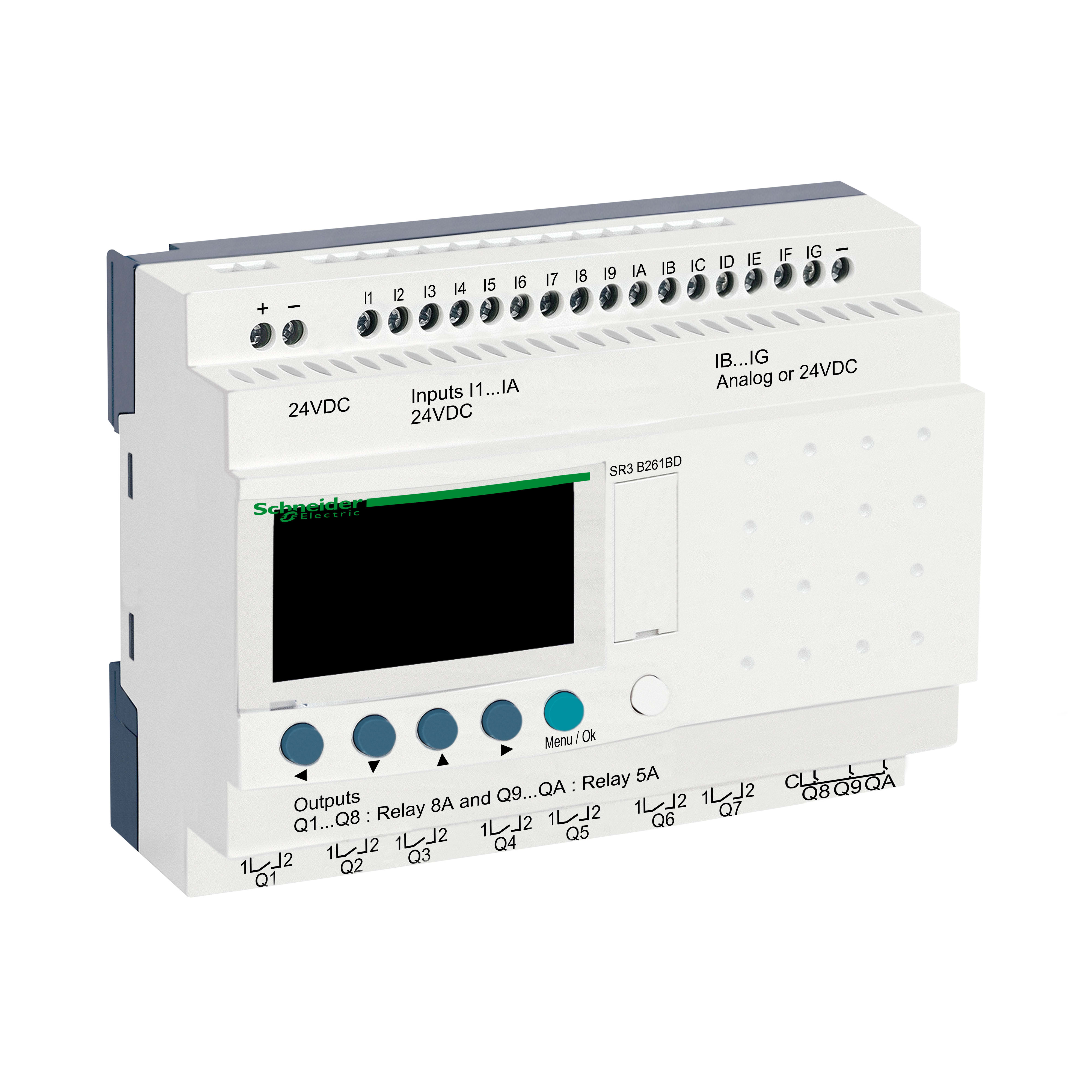 SCHNEIDER ELECTRIC - Smart relay modulare Zelio Logic - 26 I/O - 24 V CC - Orologio - Display SR3B261BD