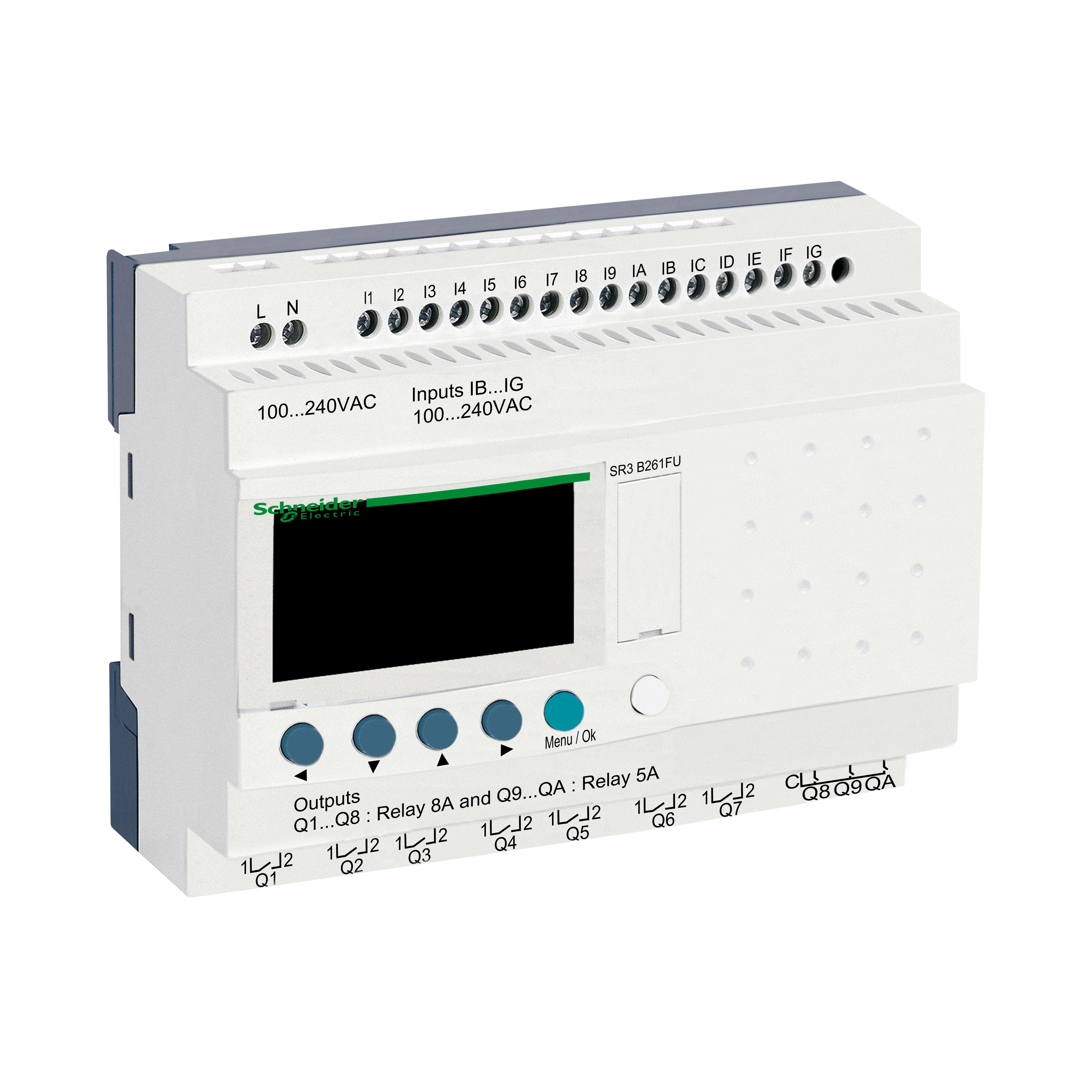 SCHNEIDER ELECTRIC - Modulo smart relay Zelio Logic, 26 I/O - 100..240 V CA - Orologio - Display integrato