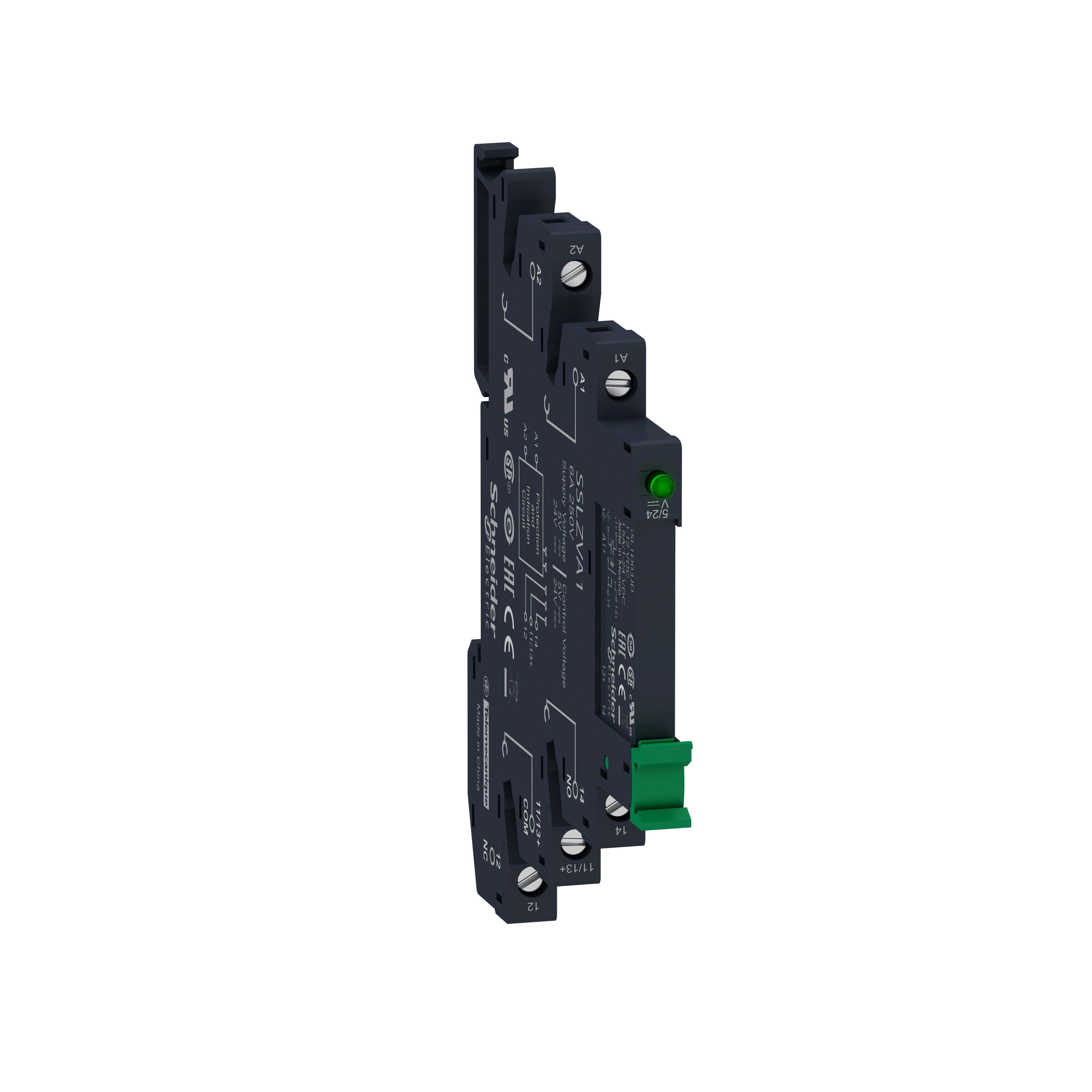 SCHNEIDER ELECTRIC - Relè statico slim pre-montato con base a vite,16-30VDC-1NO uscita 2A 24-280VAC SSL1A12BDPV