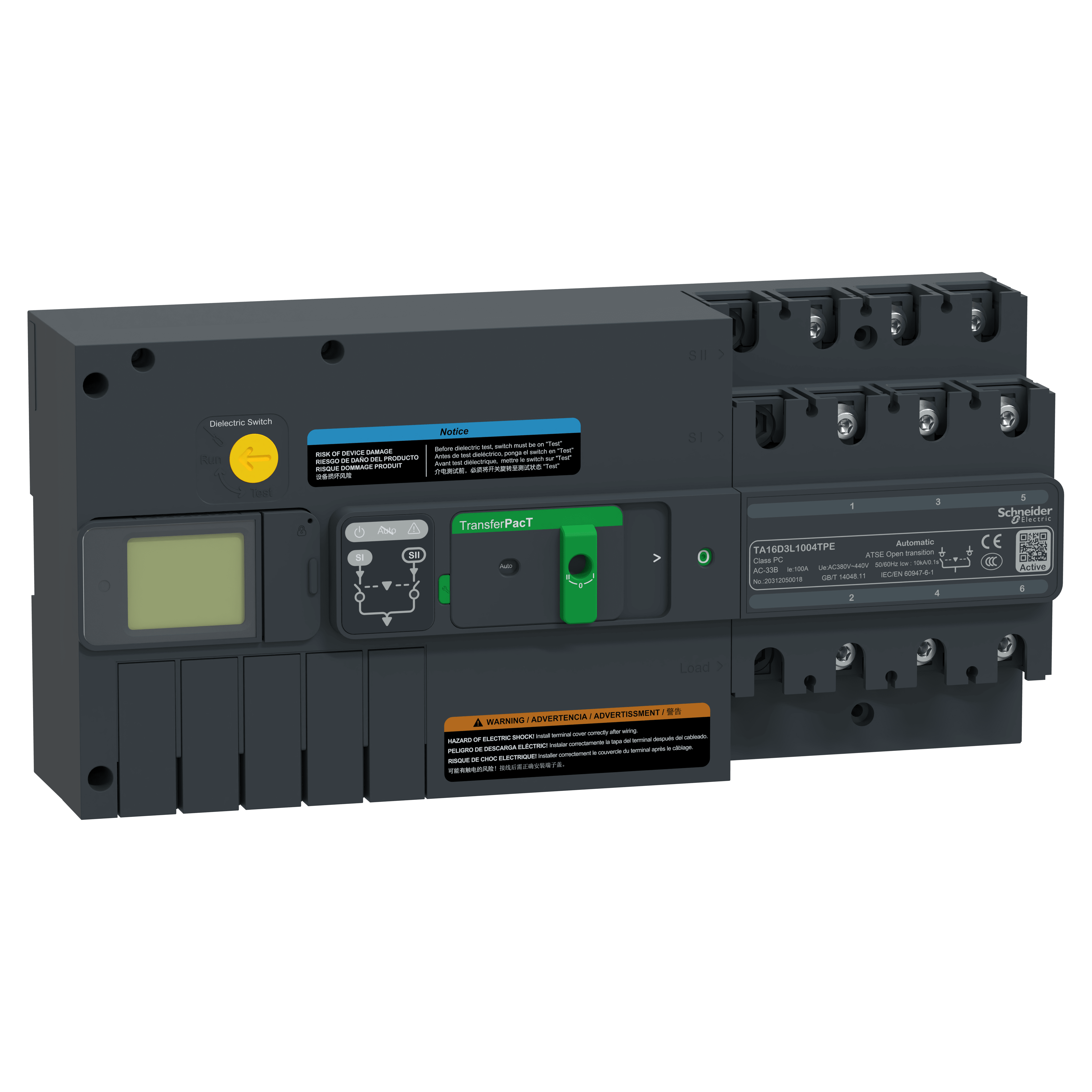 SCHNEIDER ELECTRIC - Commutatore di rete, TransferPacT, TransferPacT Active Automatic, 3P, 100 A, 400 V