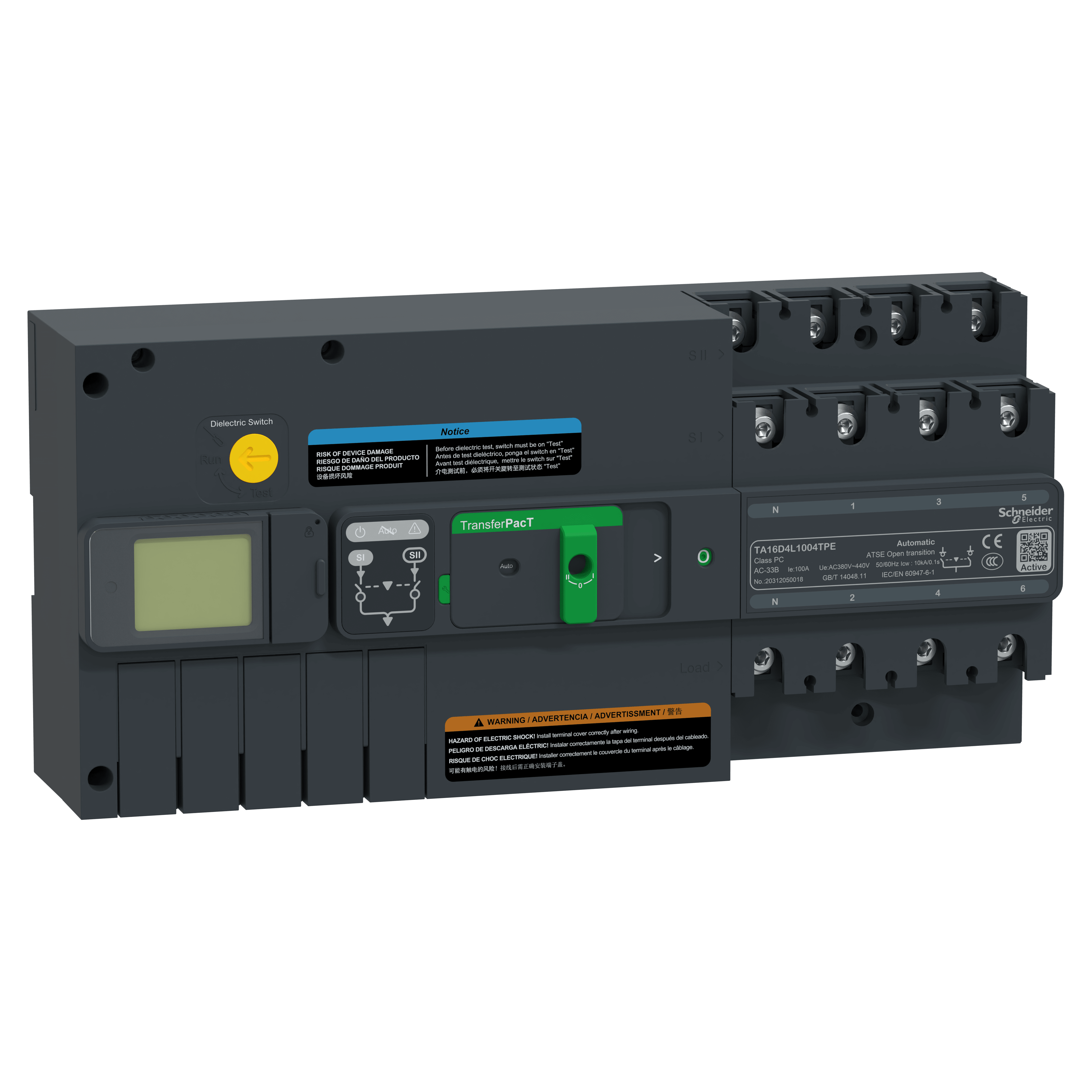 SCHNEIDER ELECTRIC - Commutatore di rete, TransferPacT, TransferPacT Active Automatic, 4P, 100 A, 400 V