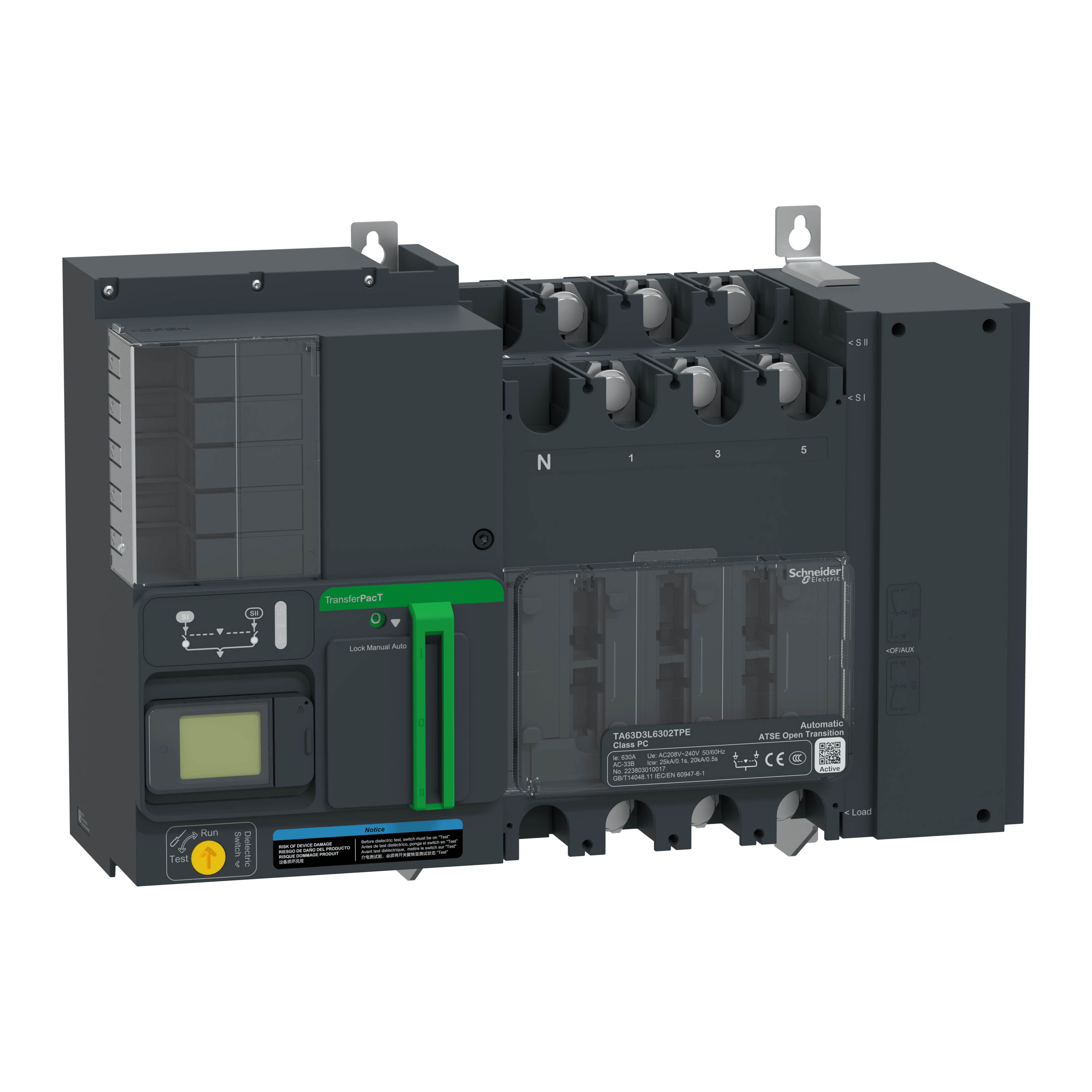 SCHNEIDER ELECTRIC - TransferPacT Active Automatic, 630 A, 230 V, 3P, LCD, frame 630A