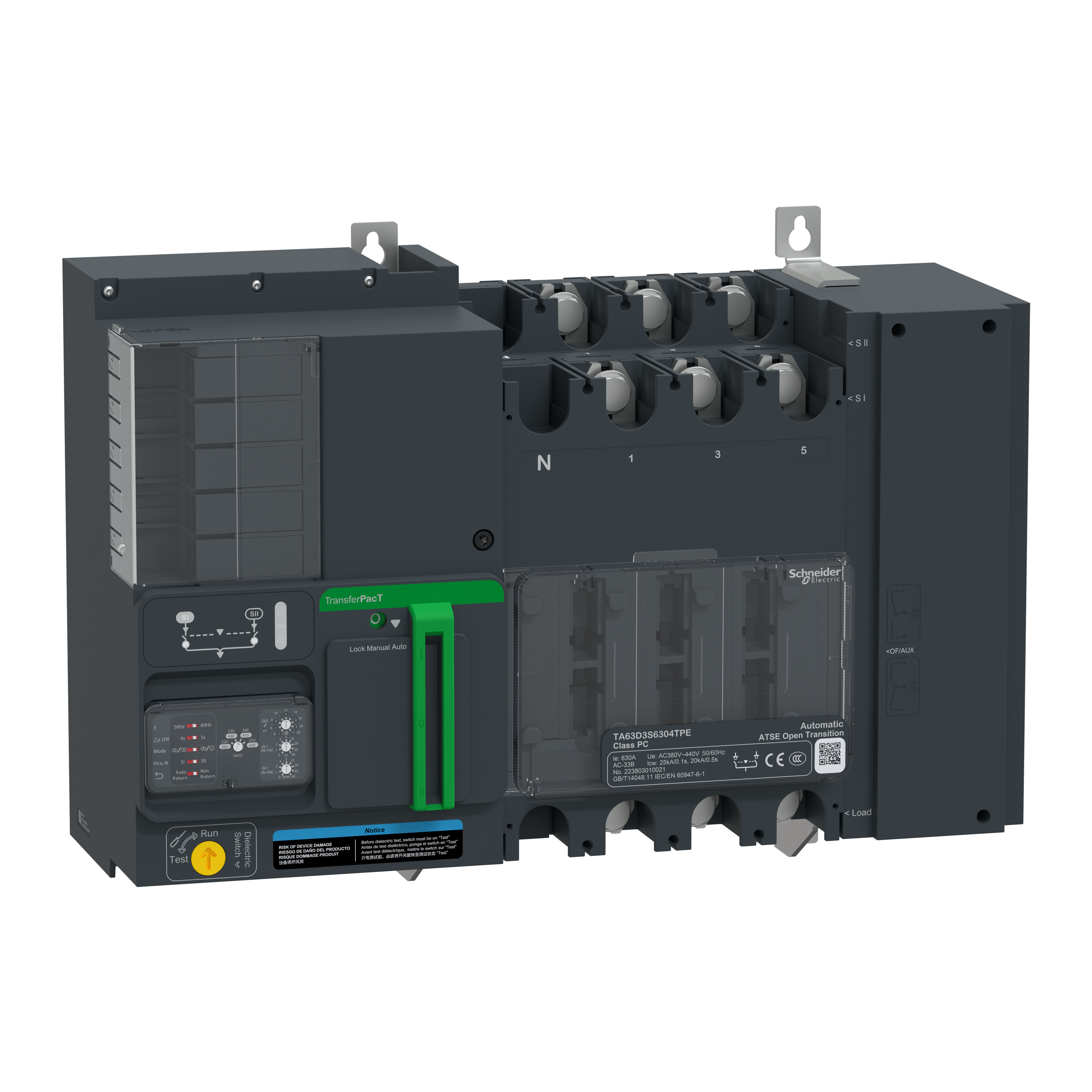 SCHNEIDER ELECTRIC - TransferPacT automatico, 630 A, 400 V, 3P, rotante, telaio 630 A
