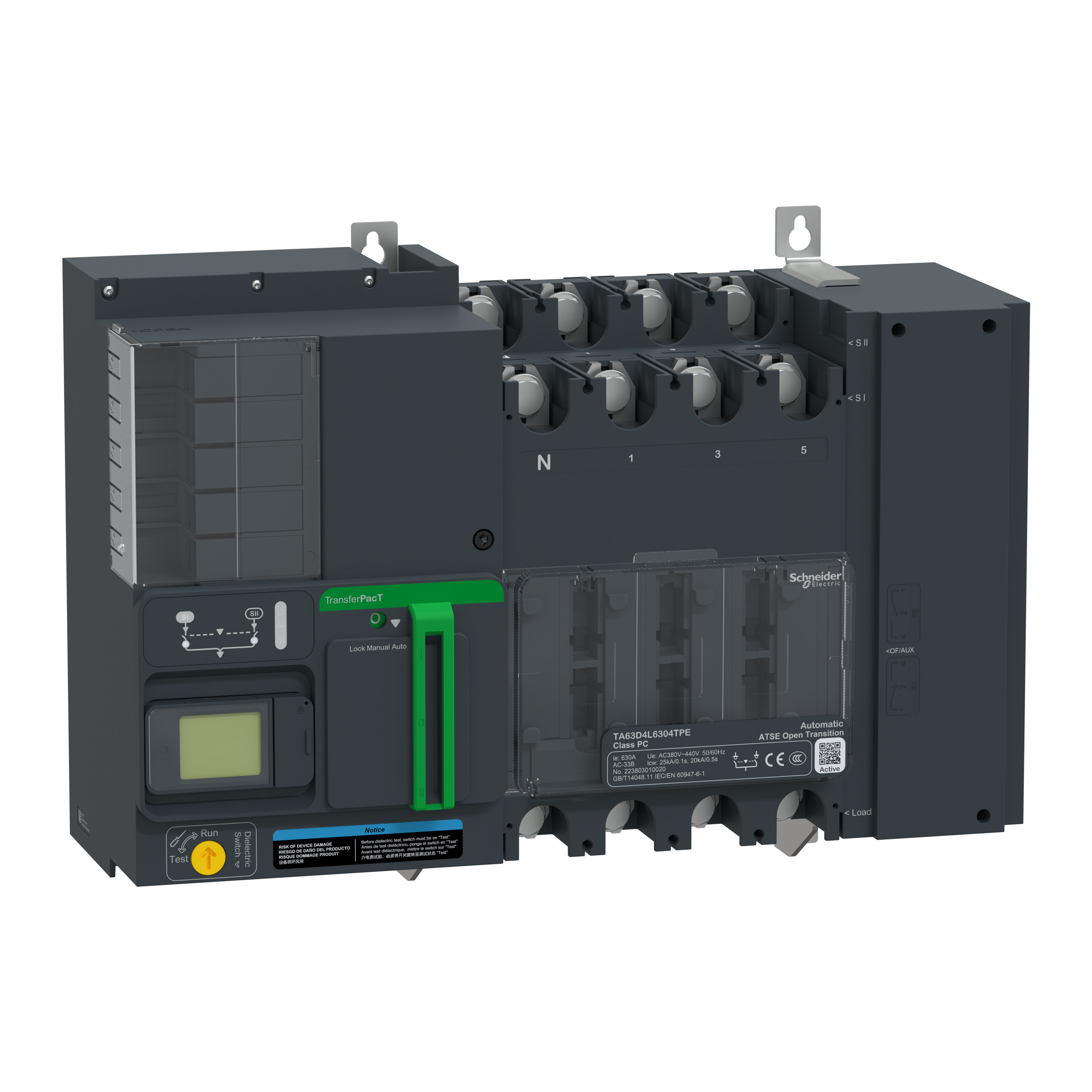 SCHNEIDER ELECTRIC - TransferPacT Active Automatic, 630 A, 400 V, 4P, LCD, frame 630A