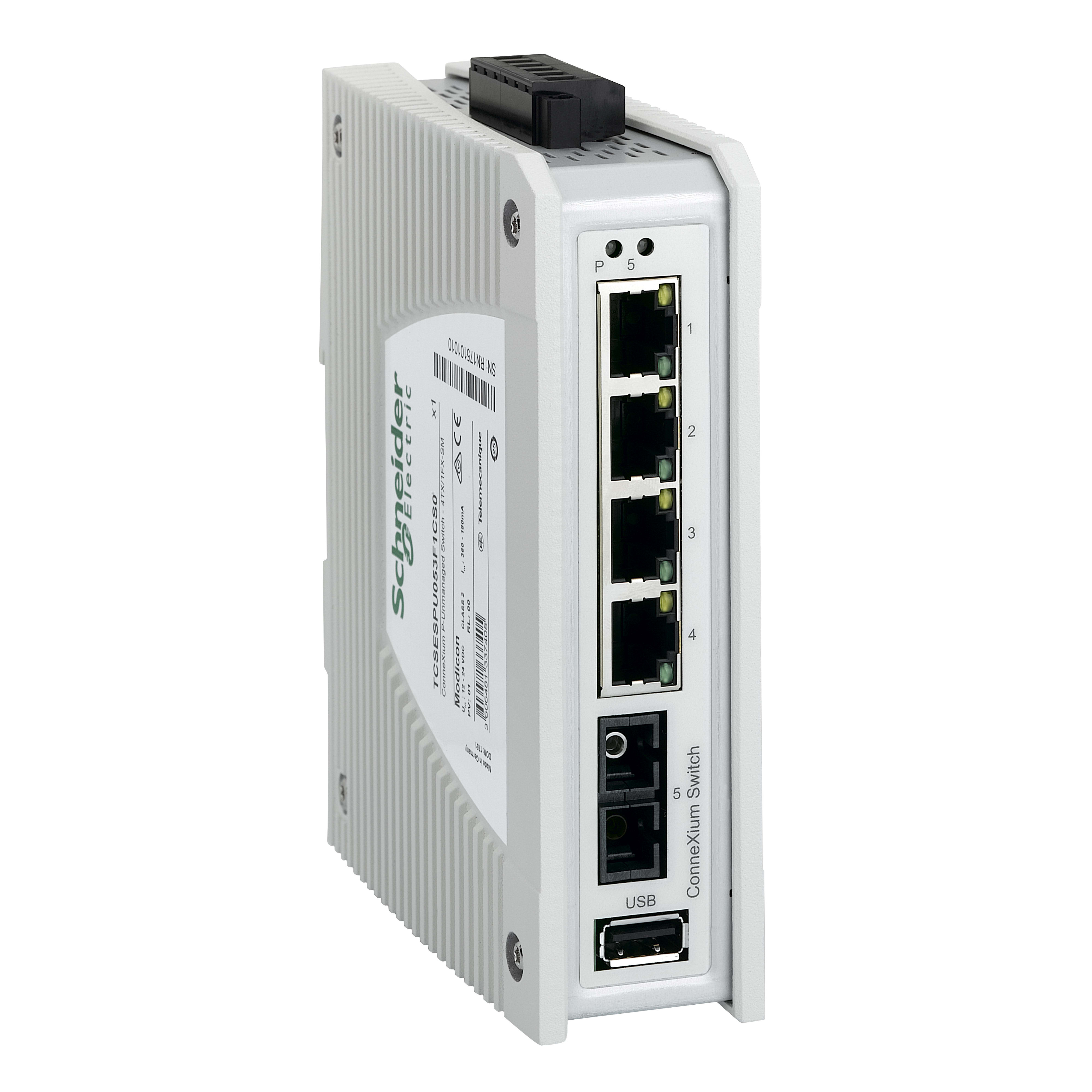 SCHNEIDER ELECTRIC - ConneXium Premium non gestito - 4 porte per rame + 1 per modalità singola in fibra ottica
